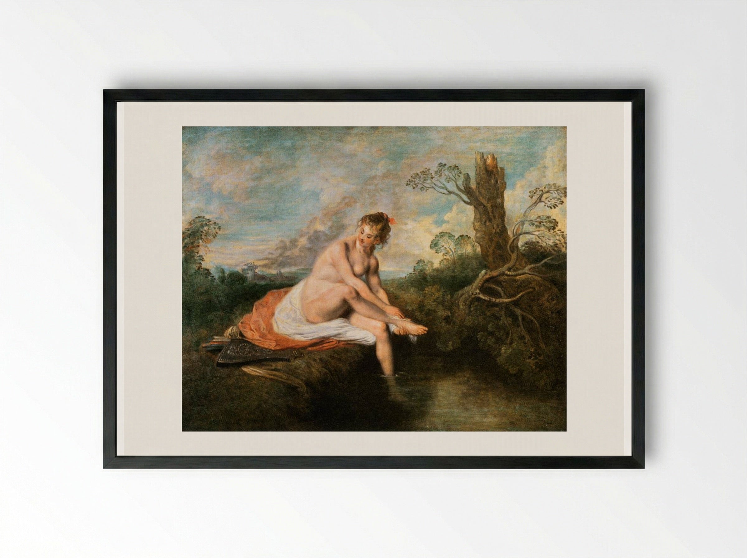 Diana at her Bath - Antoine Watteau - Framed Print Black