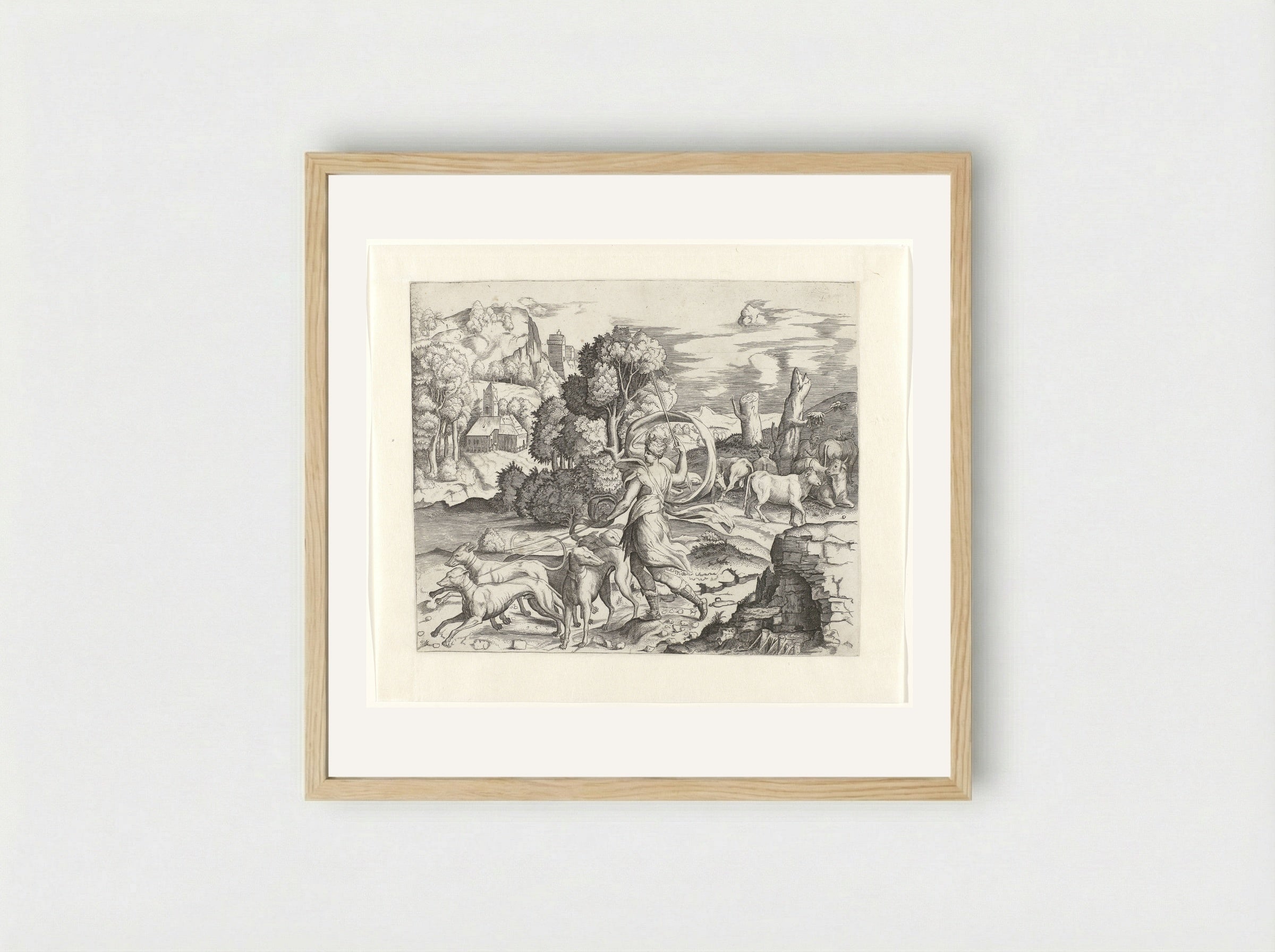 Diana the Huntress - Giulio Bonasone - Framed Print Wood