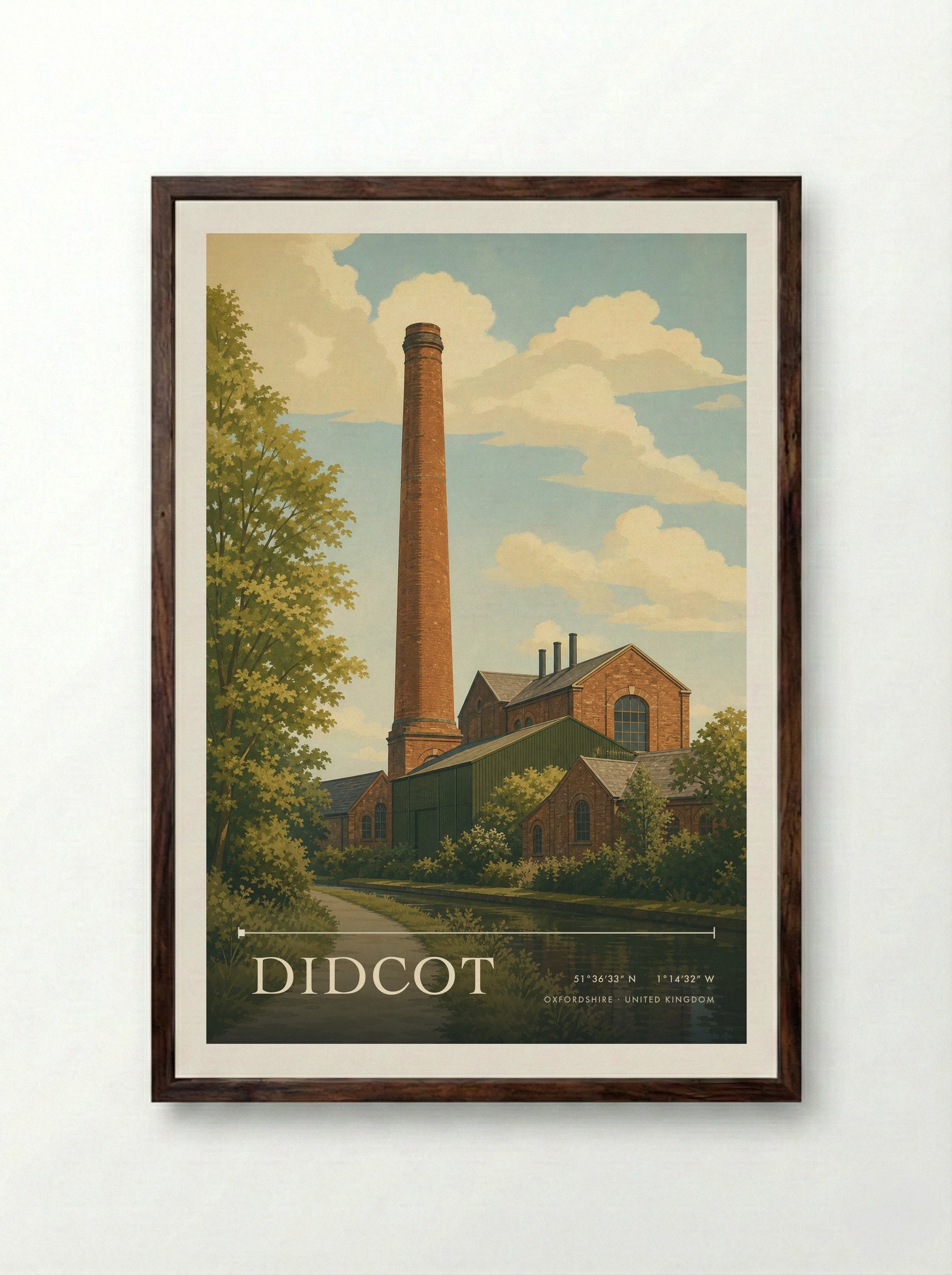 Didcot Oxfordshire United Kingdom Travel Poster - Framed Print Dark Wood