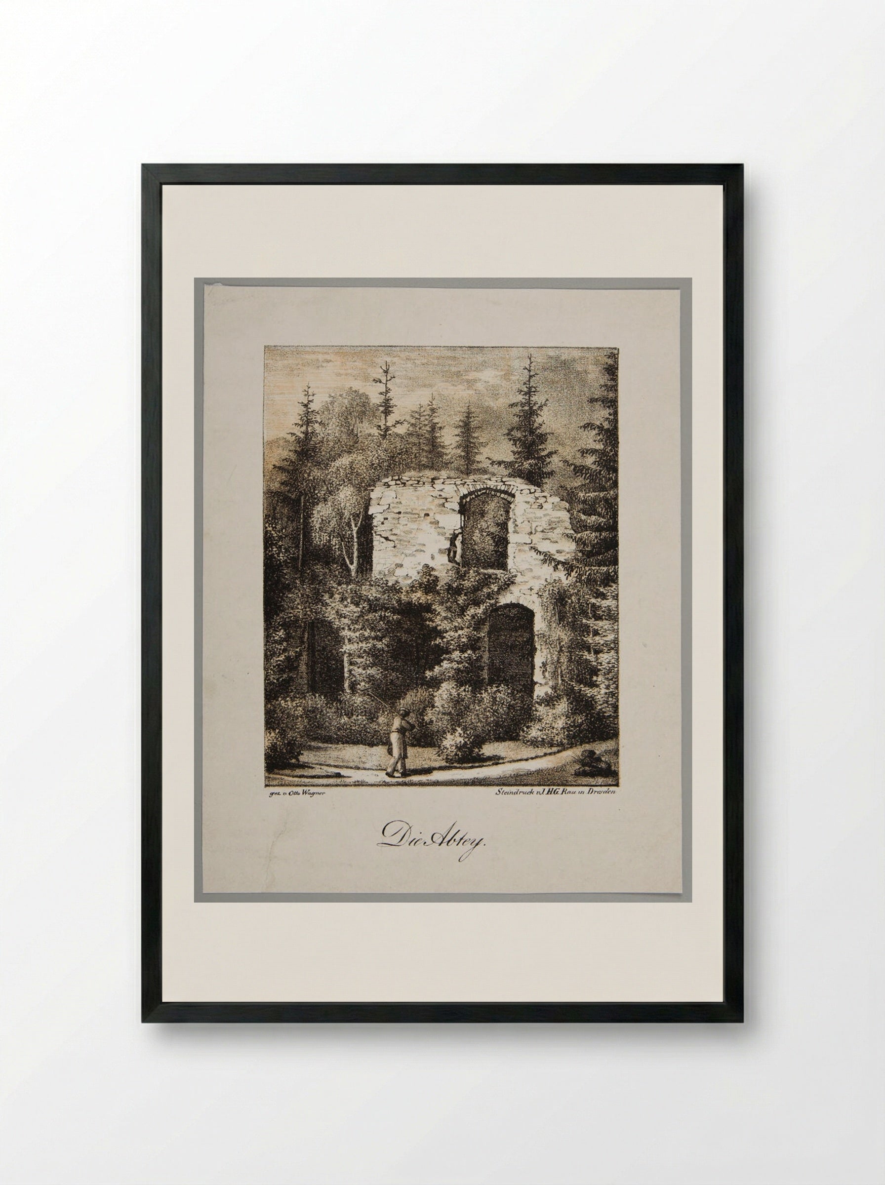 Die Abtey (The Abbey) - Otto Wagner - Framed Print Black