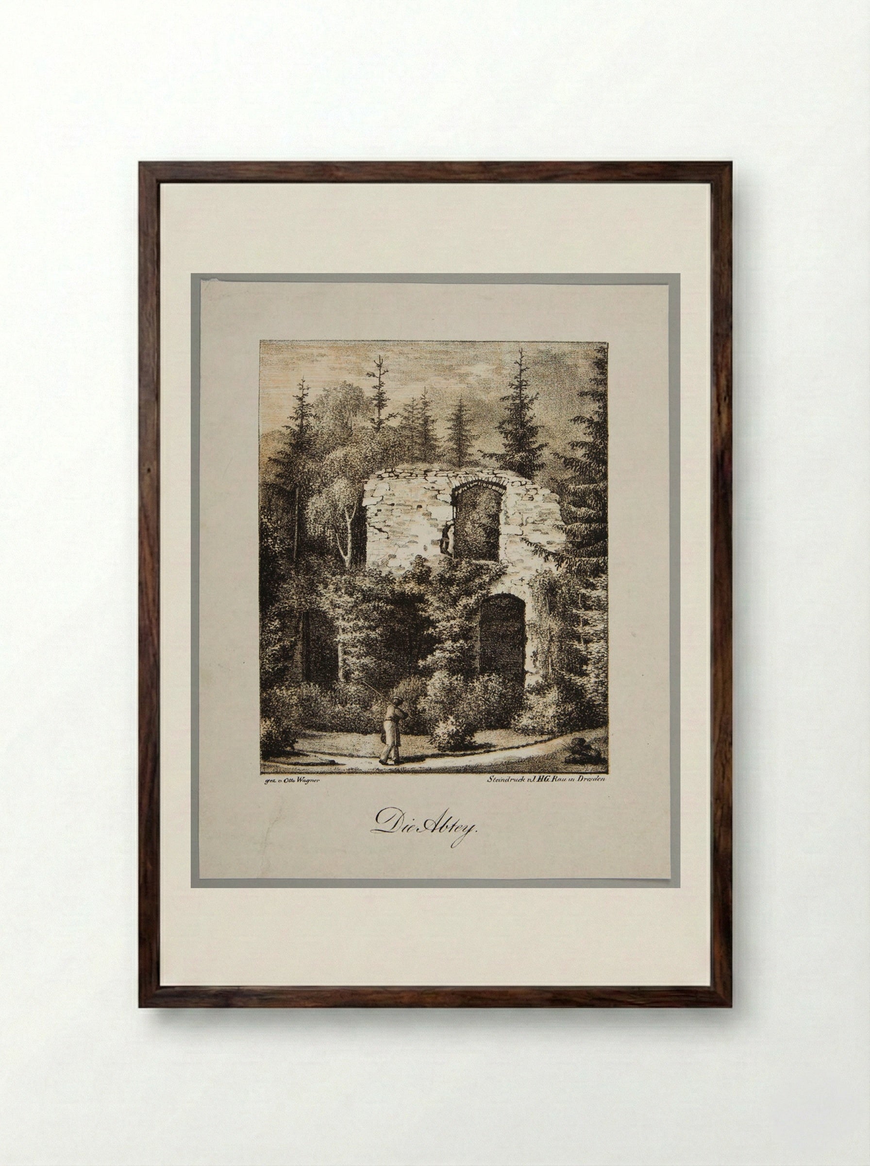 Die Abtey (The Abbey) - Otto Wagner - Framed Print Dark Wood