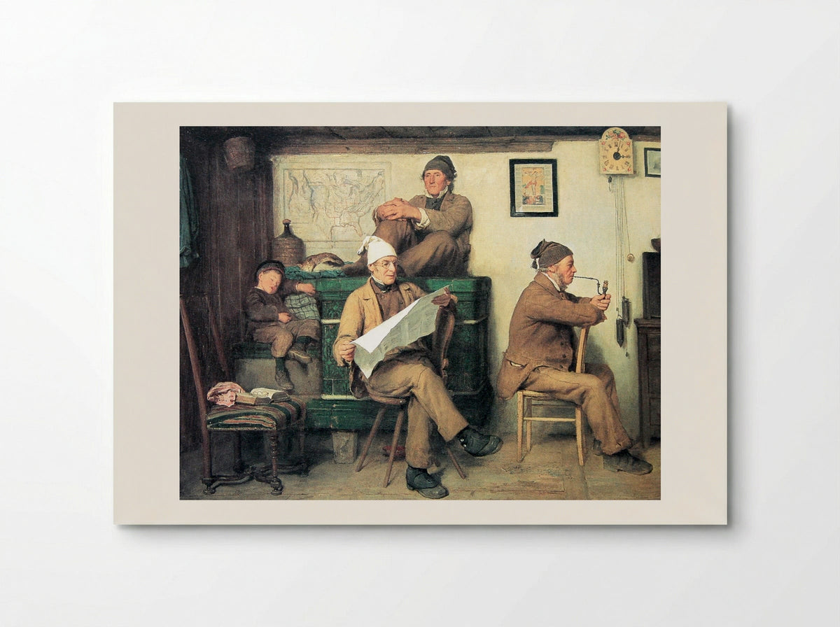 Die Bauern und die Zeitung - Albert Anker - Poster