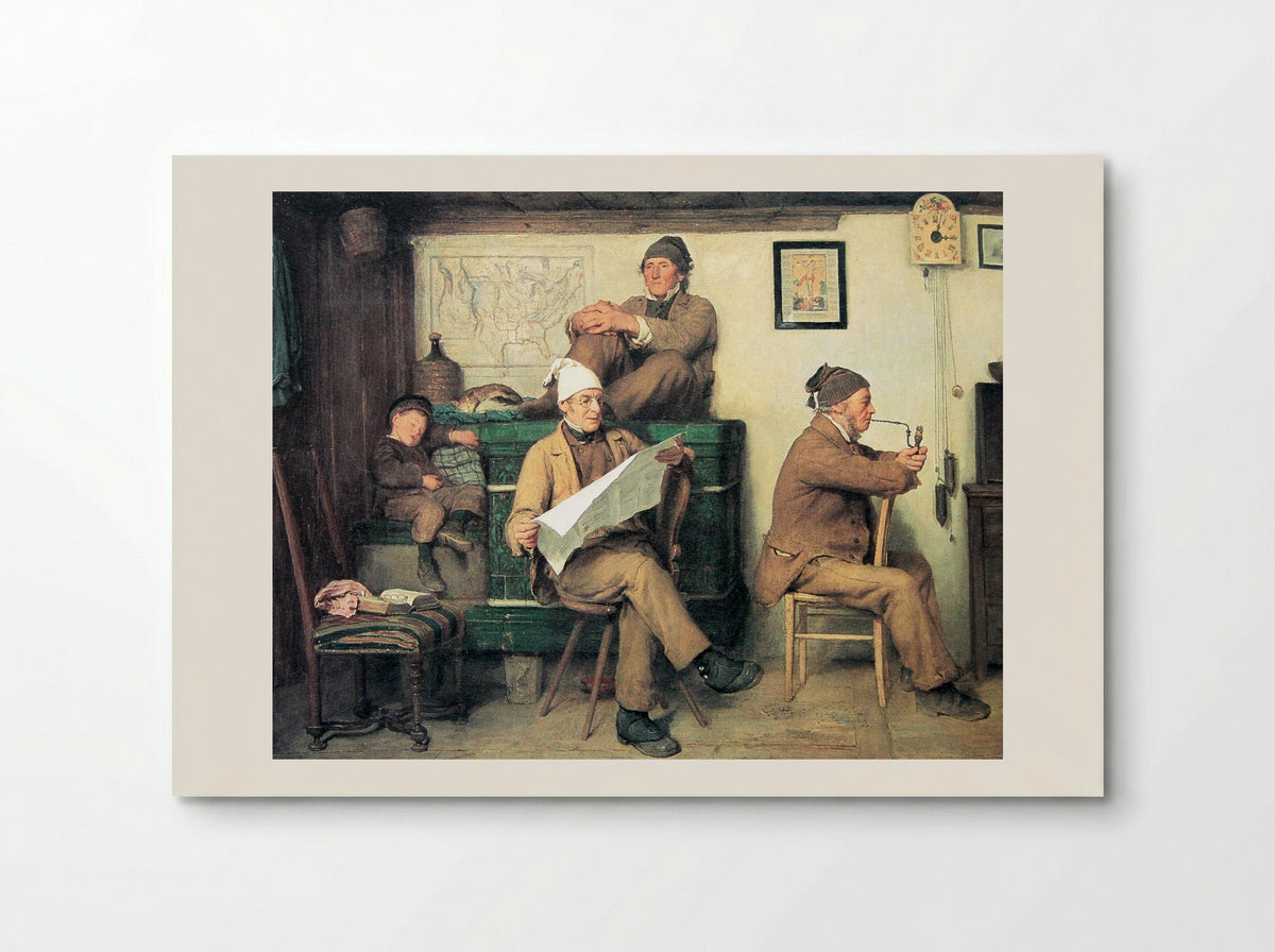 Die Bauern und die Zeitung - Albert Anker - Poster