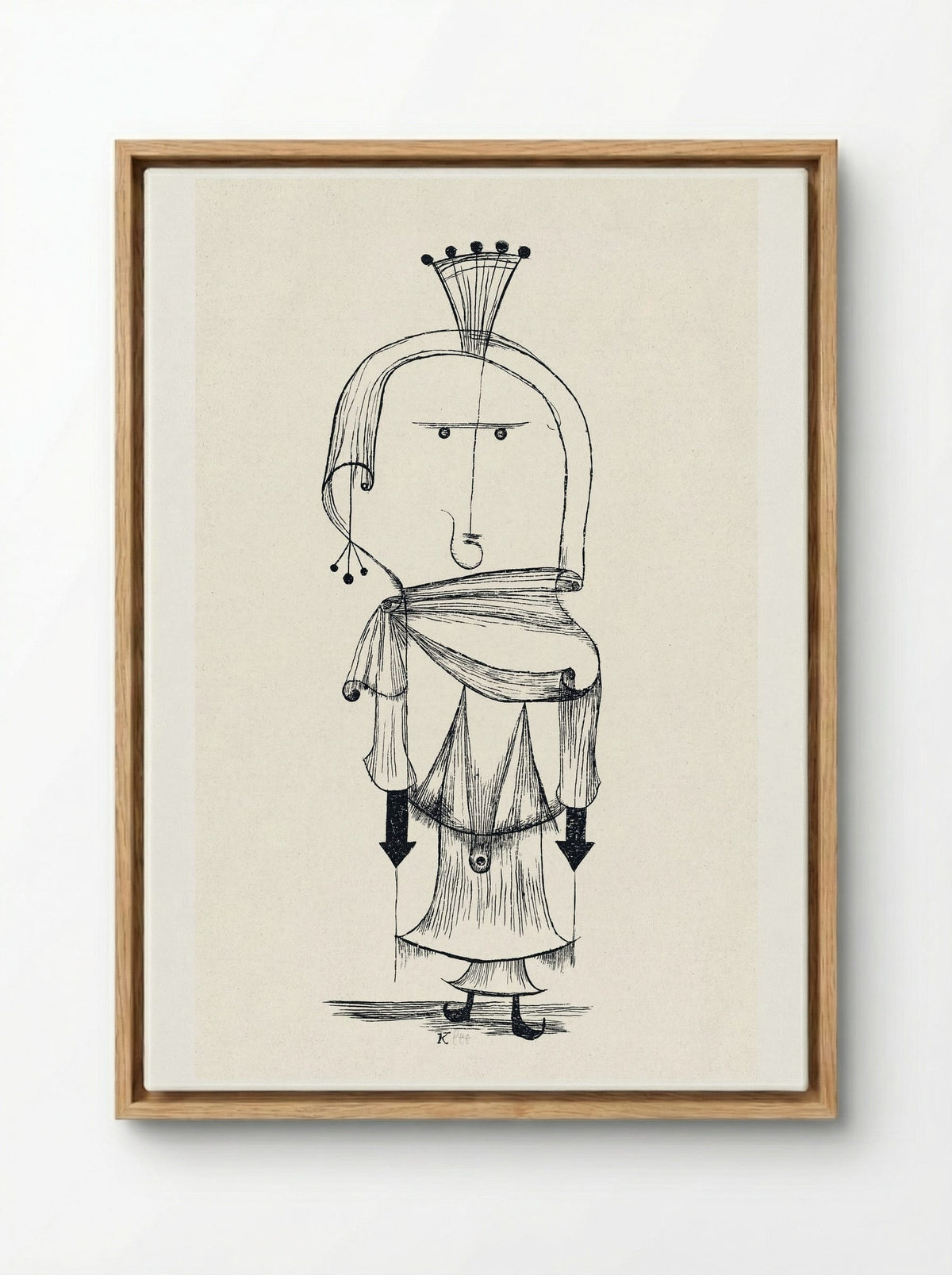 Die Hexe mit dem Kamm (Witch with a Comb) - Paul Klee - Framed Canvas Wood