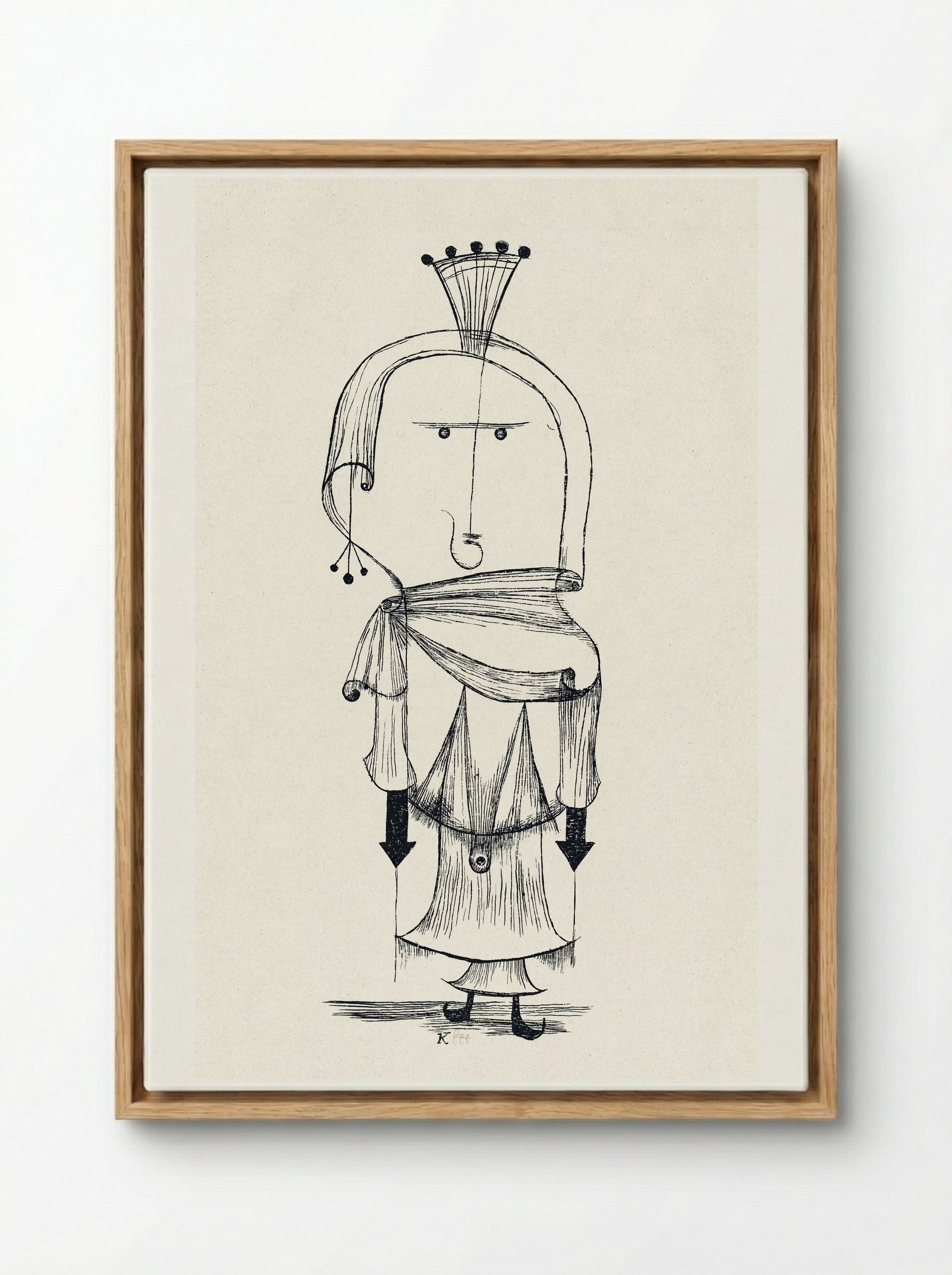 Die Hexe mit dem Kamm (Witch with a Comb) - Paul Klee - Framed Canvas Wood