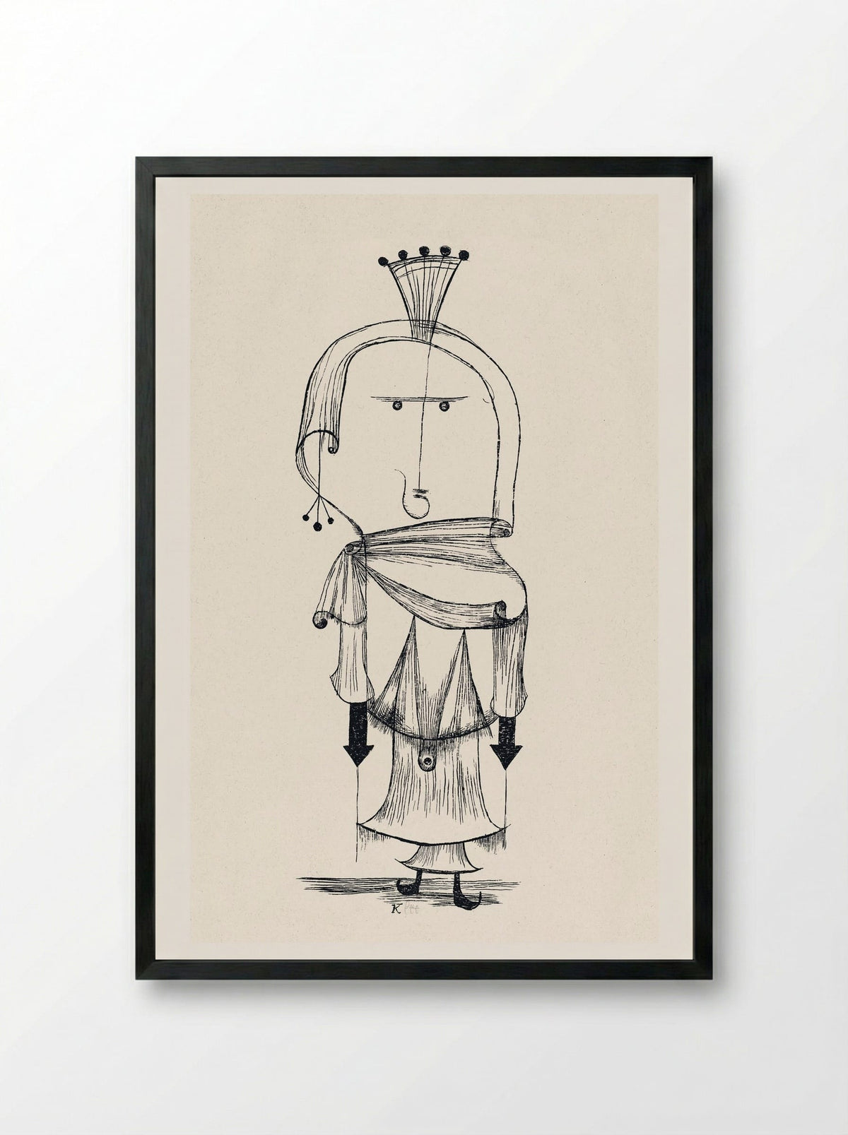 Die Hexe mit dem Kamm (Witch with a Comb) - Paul Klee - Framed Print Black
