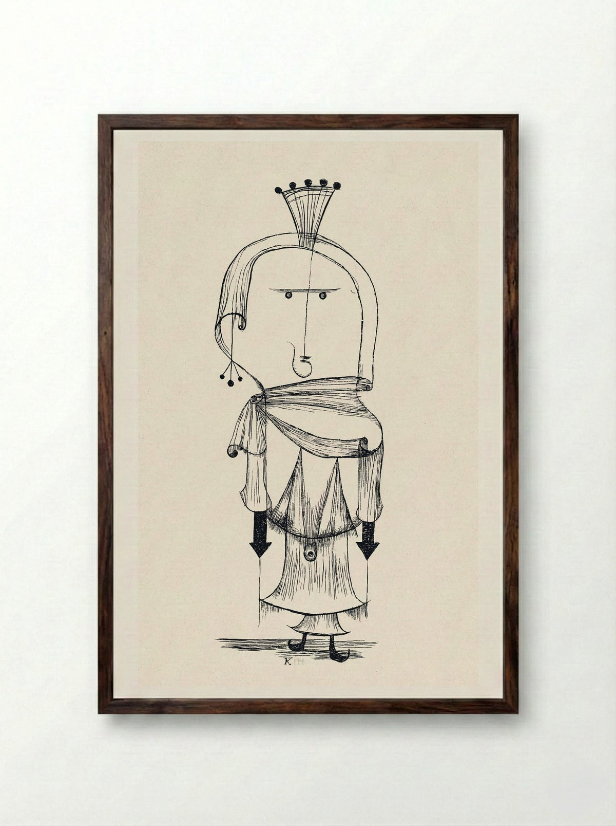Die Hexe mit dem Kamm (Witch with a Comb) - Paul Klee - Framed Print Dark Wood