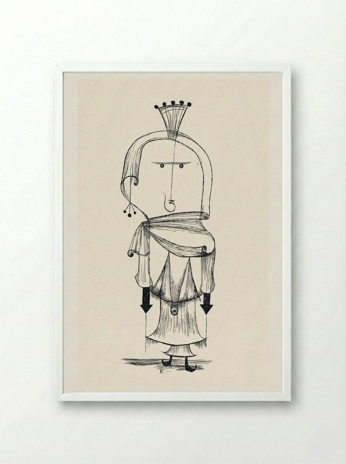 Die Hexe mit dem Kamm (Witch with a Comb) - Paul Klee - Framed Print White