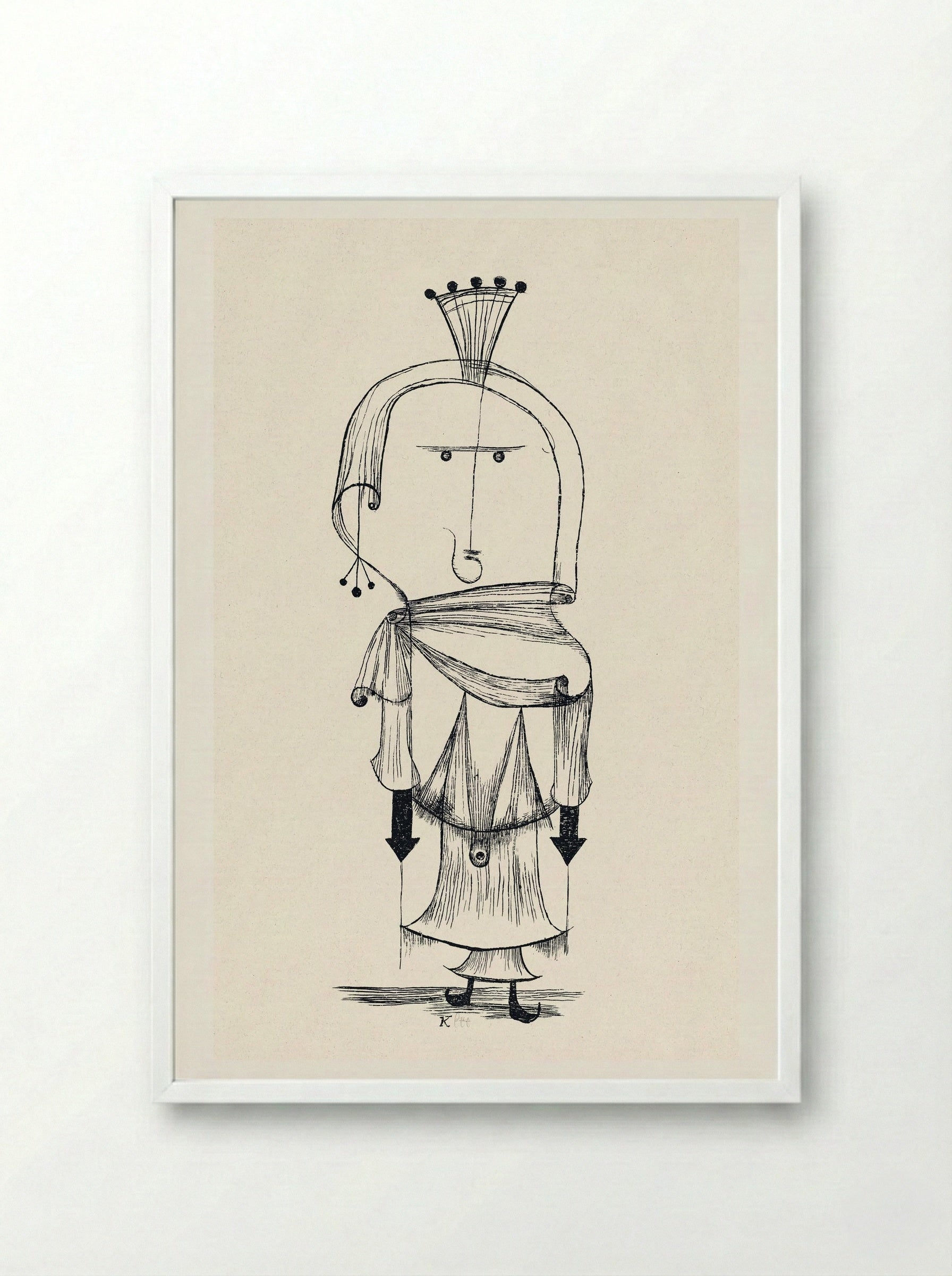 Die Hexe mit dem Kamm (Witch with a Comb) - Paul Klee - Framed Print White