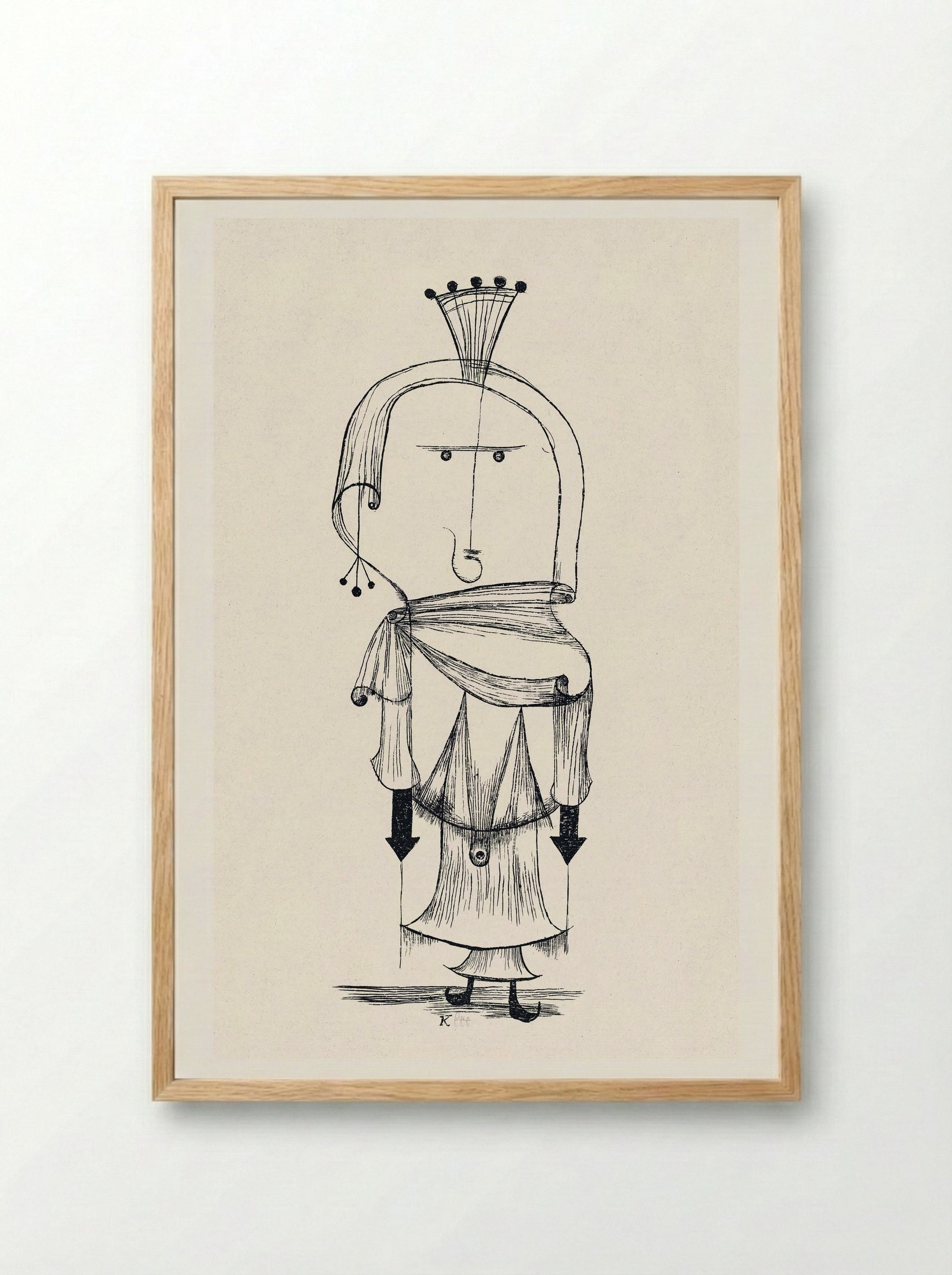 Die Hexe mit dem Kamm (Witch with a Comb) - Paul Klee - Framed Print Wood