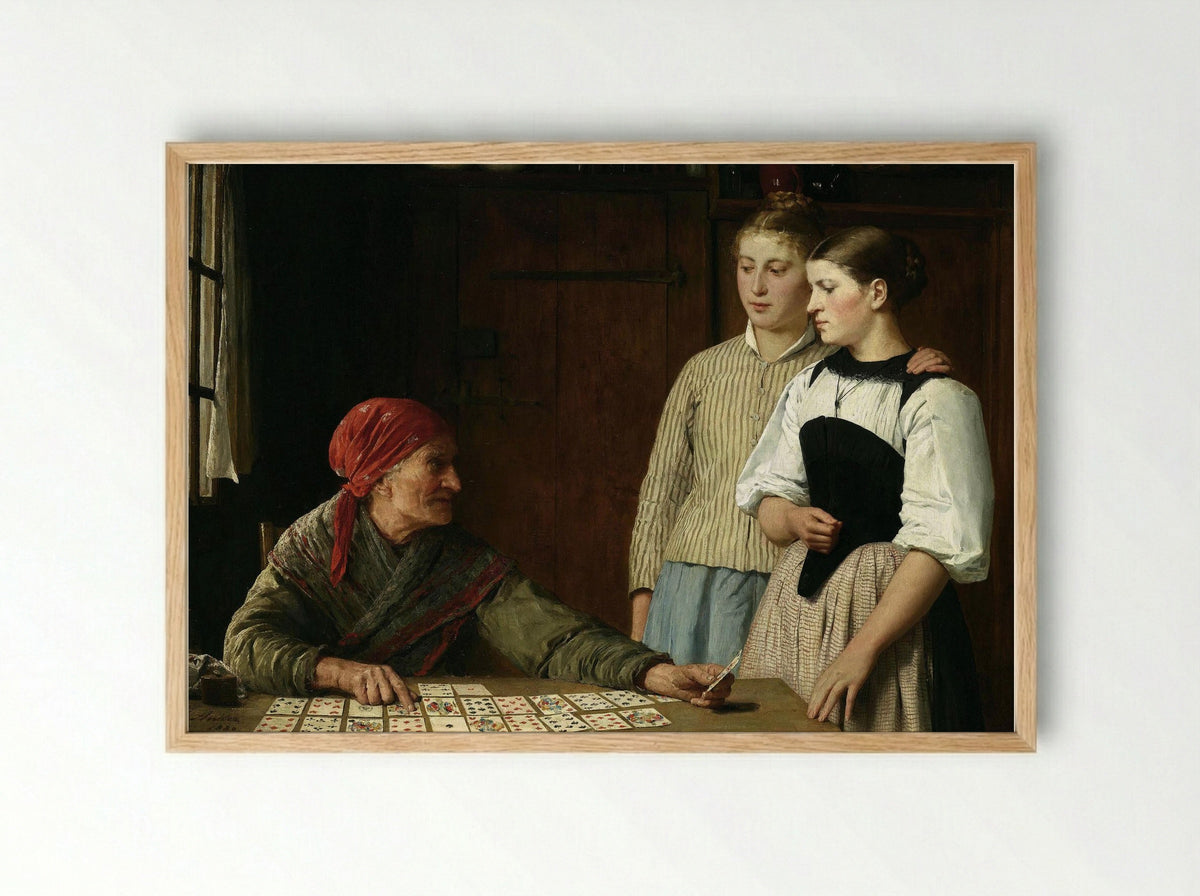 Die Kartenlegerin (The Card Reader) - Albert Anker - Framed Print Wood