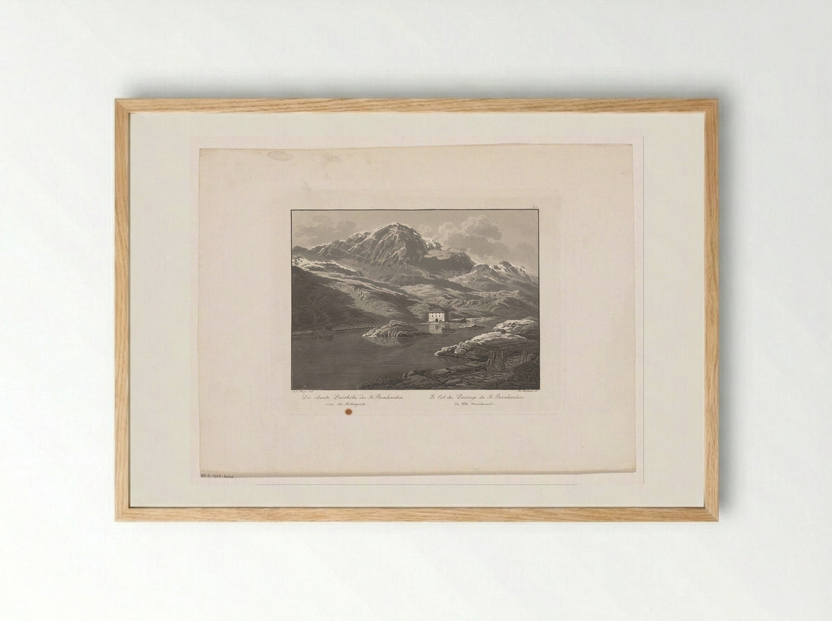 Die oberste Passhöhe des St. Bernhardin - Johann Jakob Meyer - Framed Print Wood