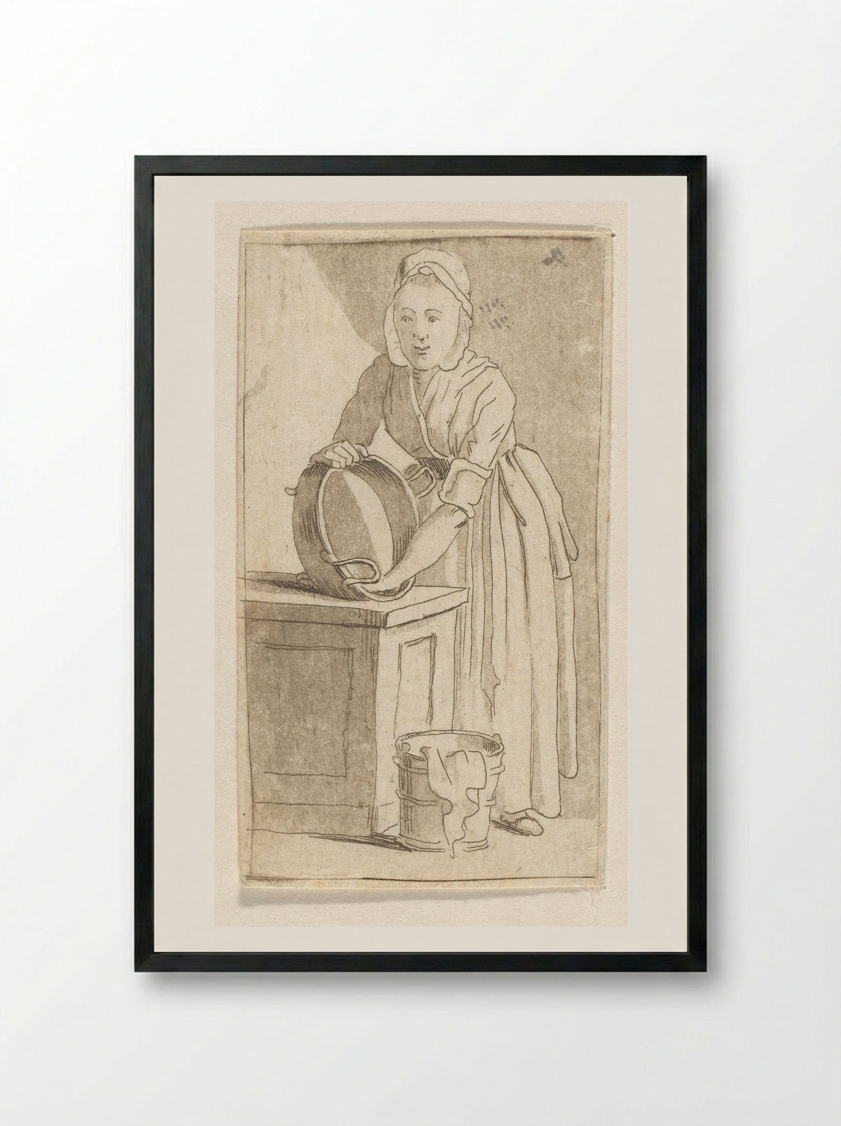 Dienstmeid - Anthonie van den Bos - Framed Print Black