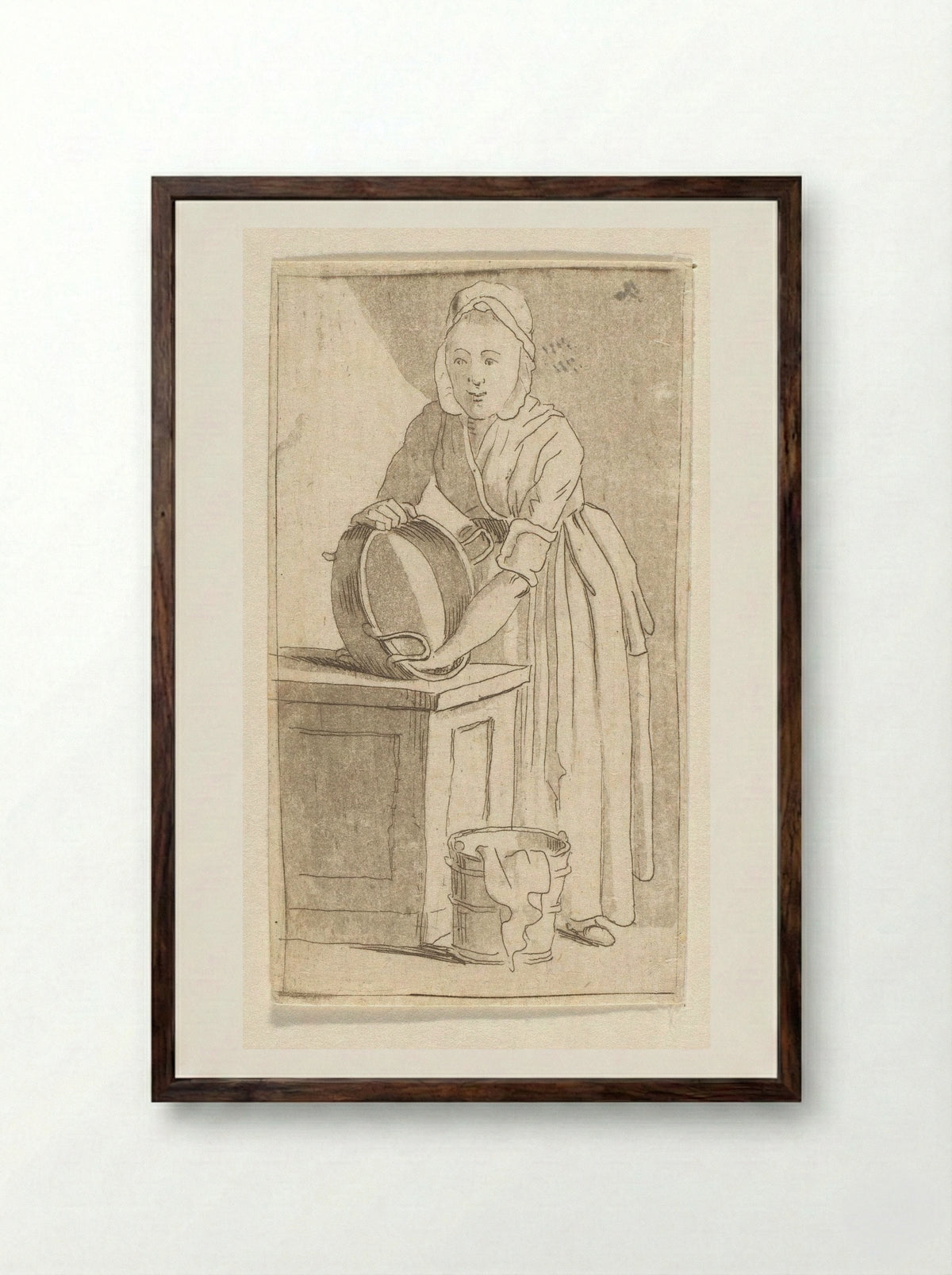 Dienstmeid - Anthonie van den Bos - Framed Print Dark Wood