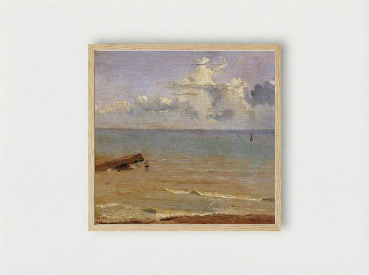 Dieppe, End of a Pier and the Sea - Camille Corot - Framed Print Wood