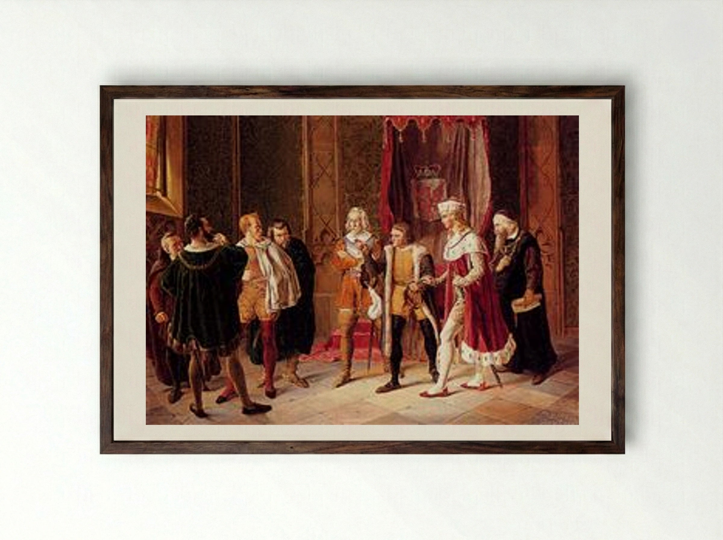 Difficult Negotiations - Konstantin Makovsky - Framed Print Dark Wood