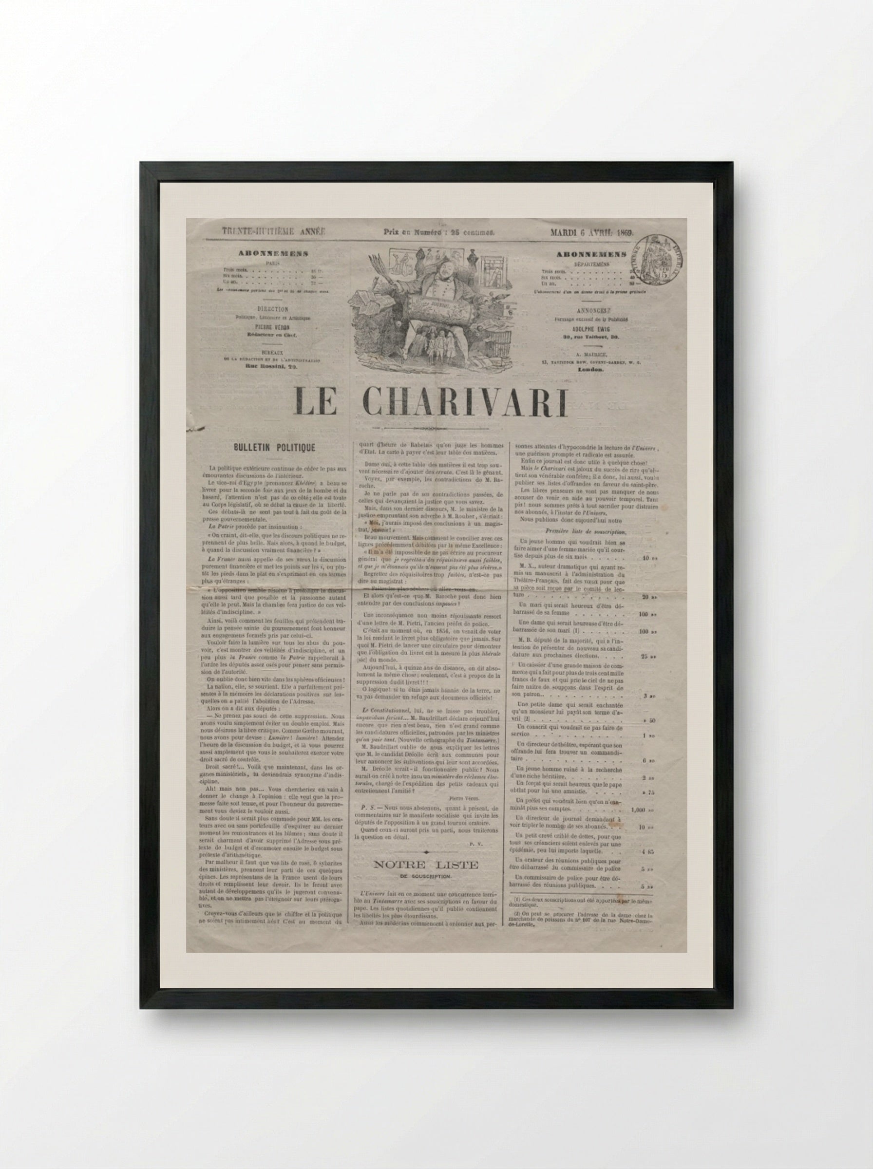 Difficult to make it look slim - Honoré Daumier - Framed Print Black