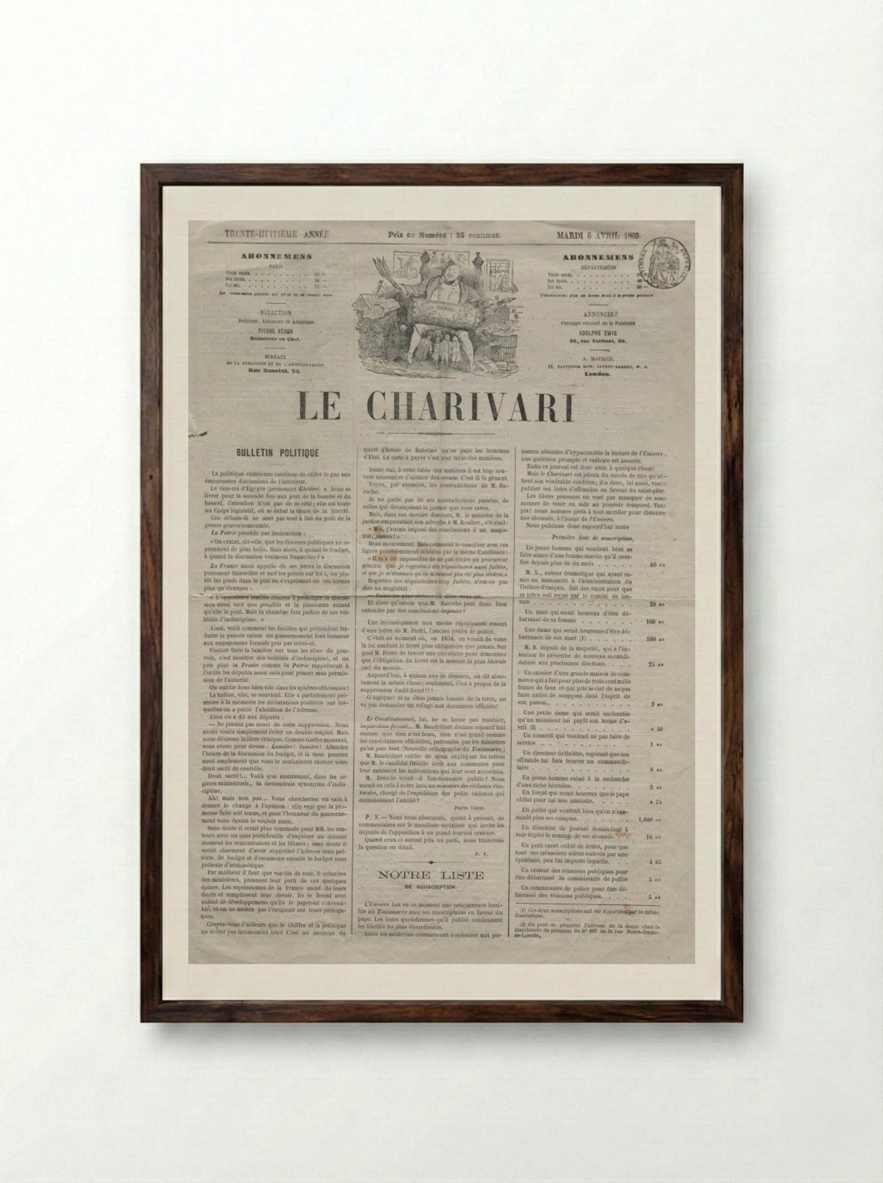 Difficult to make it look slim - Honoré Daumier - Framed Print Dark Wood