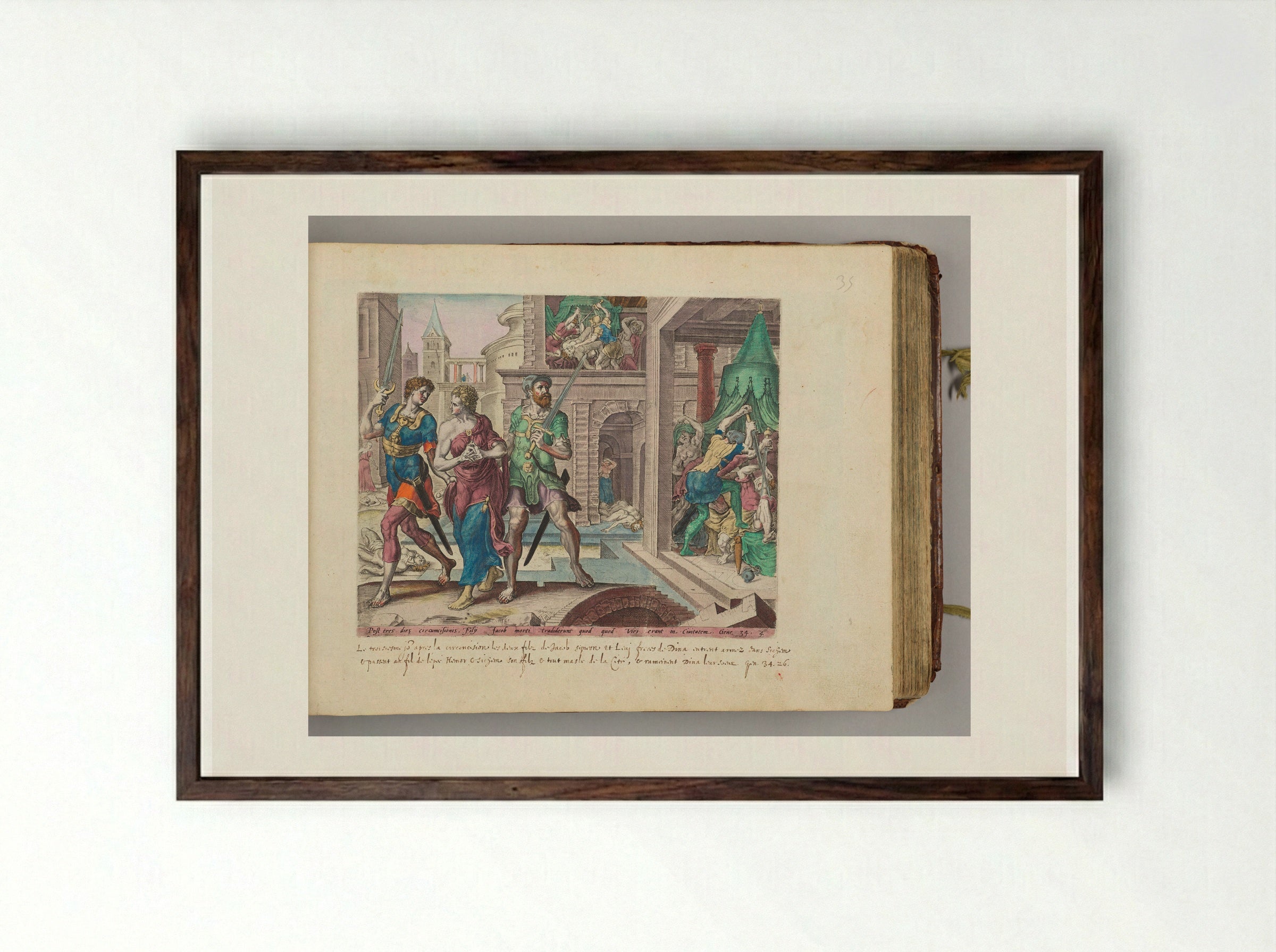 Dinah Taken Home by Simeon and Levi - Jan Harmensz. Muller - Framed Print Dark Wood