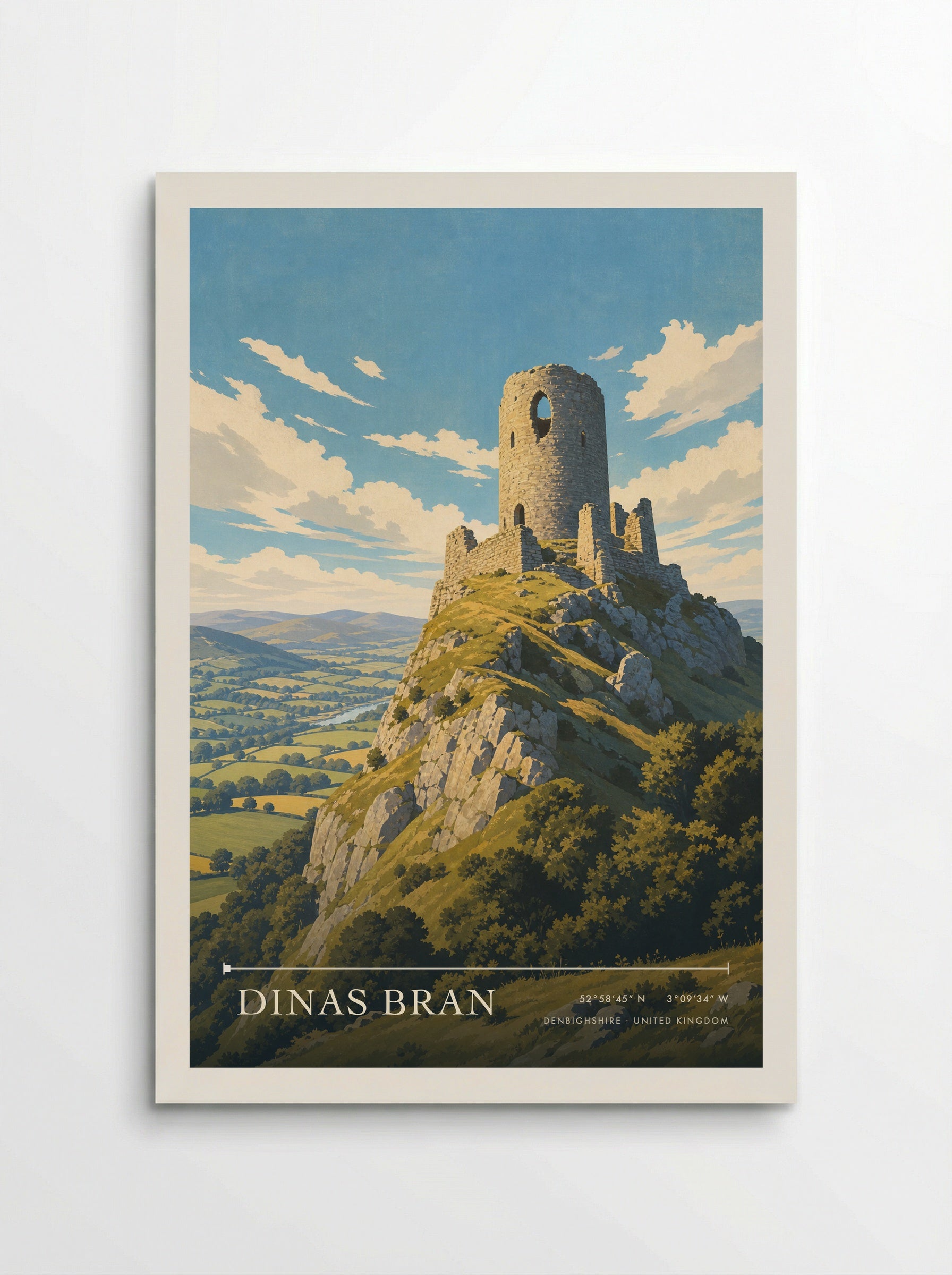 Dinas Bran Denbighshire United Kingdom Travel Poster - Poster