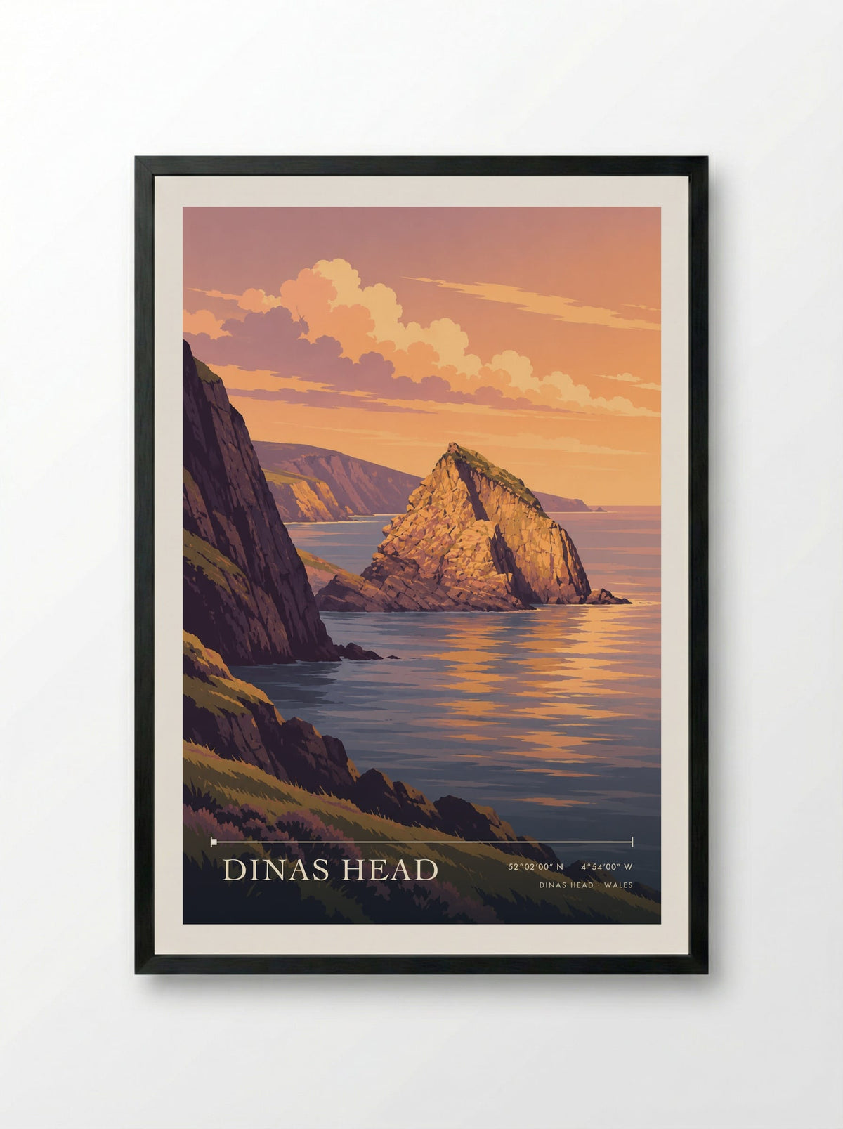 Dinas Head | Travel Poster - Framed Print Black