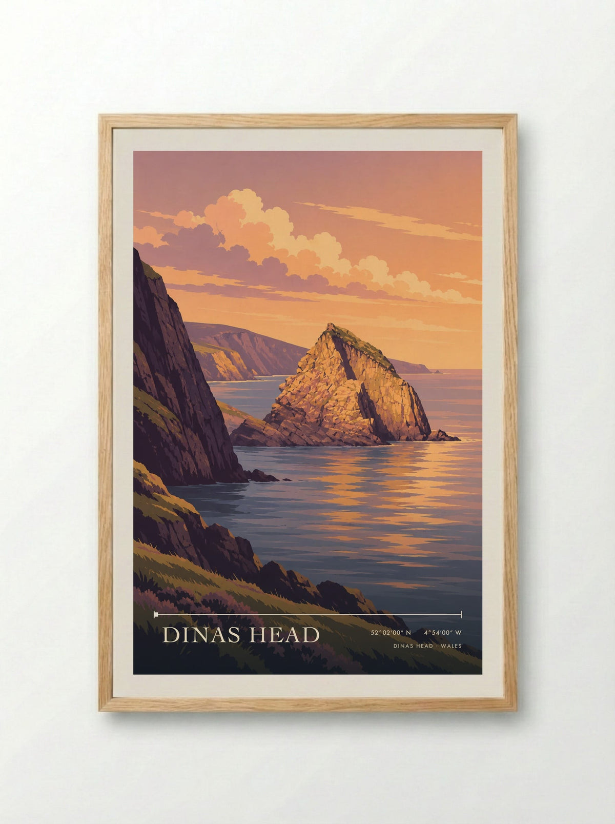 Dinas Head | Travel Poster - Framed Print Wood