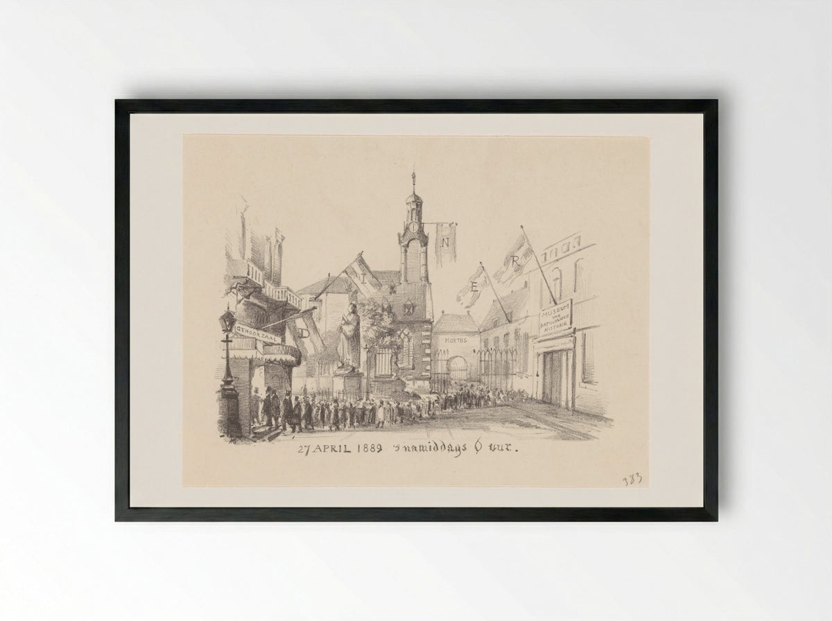 Dinerkaart met vlaggen - Theo van Hoytema - Framed Print Black