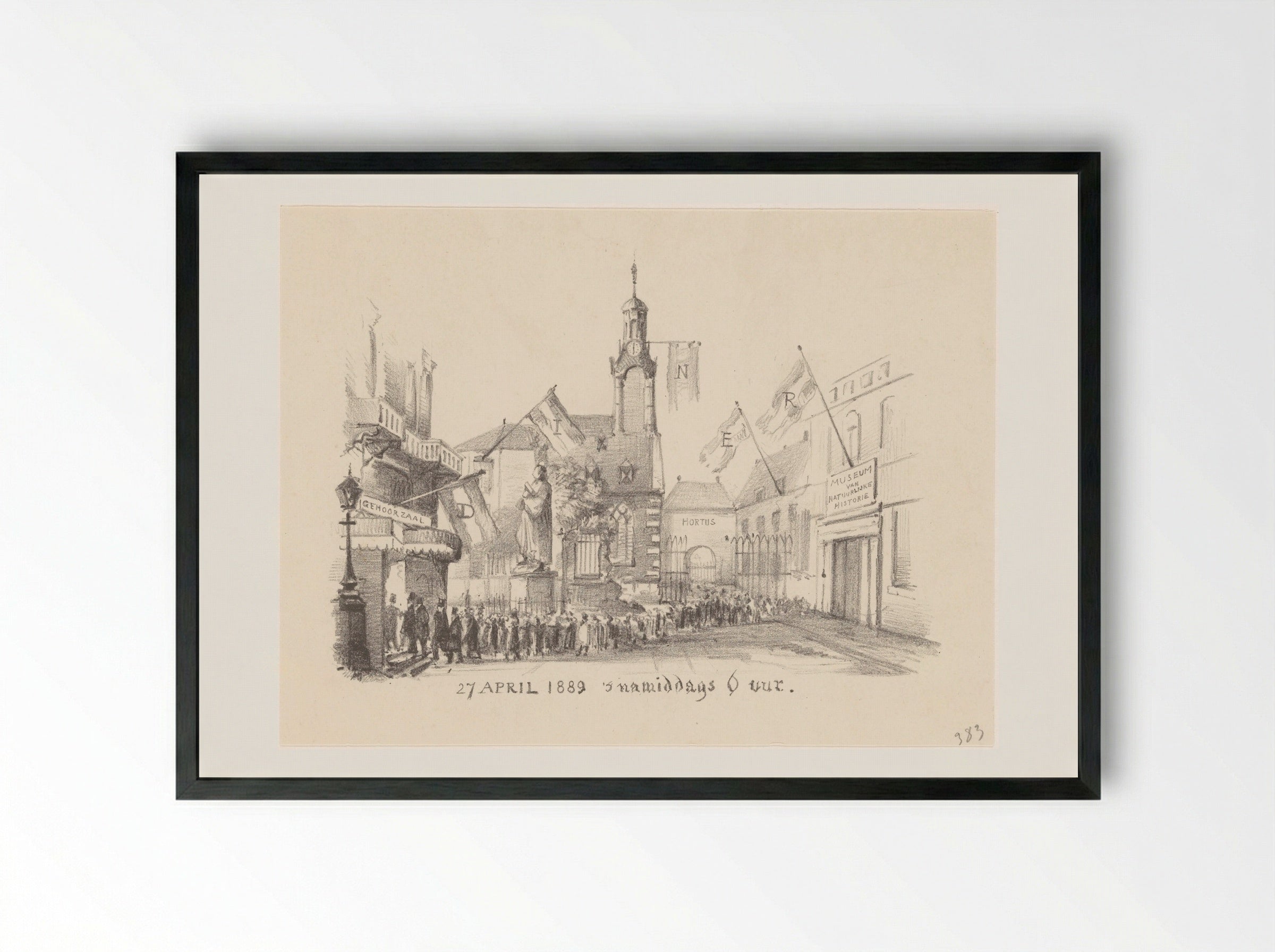 Dinerkaart met vlaggen - Theo van Hoytema - Framed Print Black