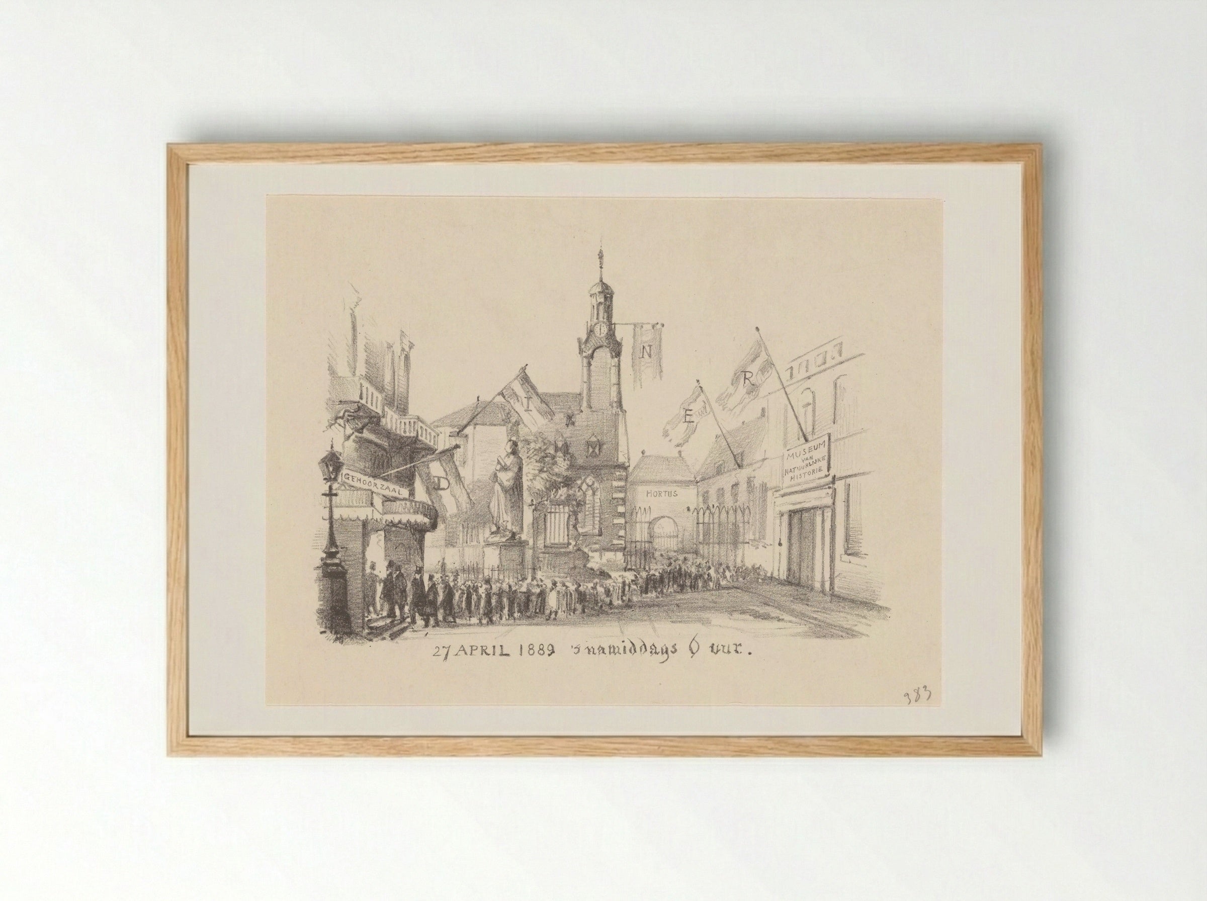 Dinerkaart met vlaggen - Theo van Hoytema - Framed Print Wood