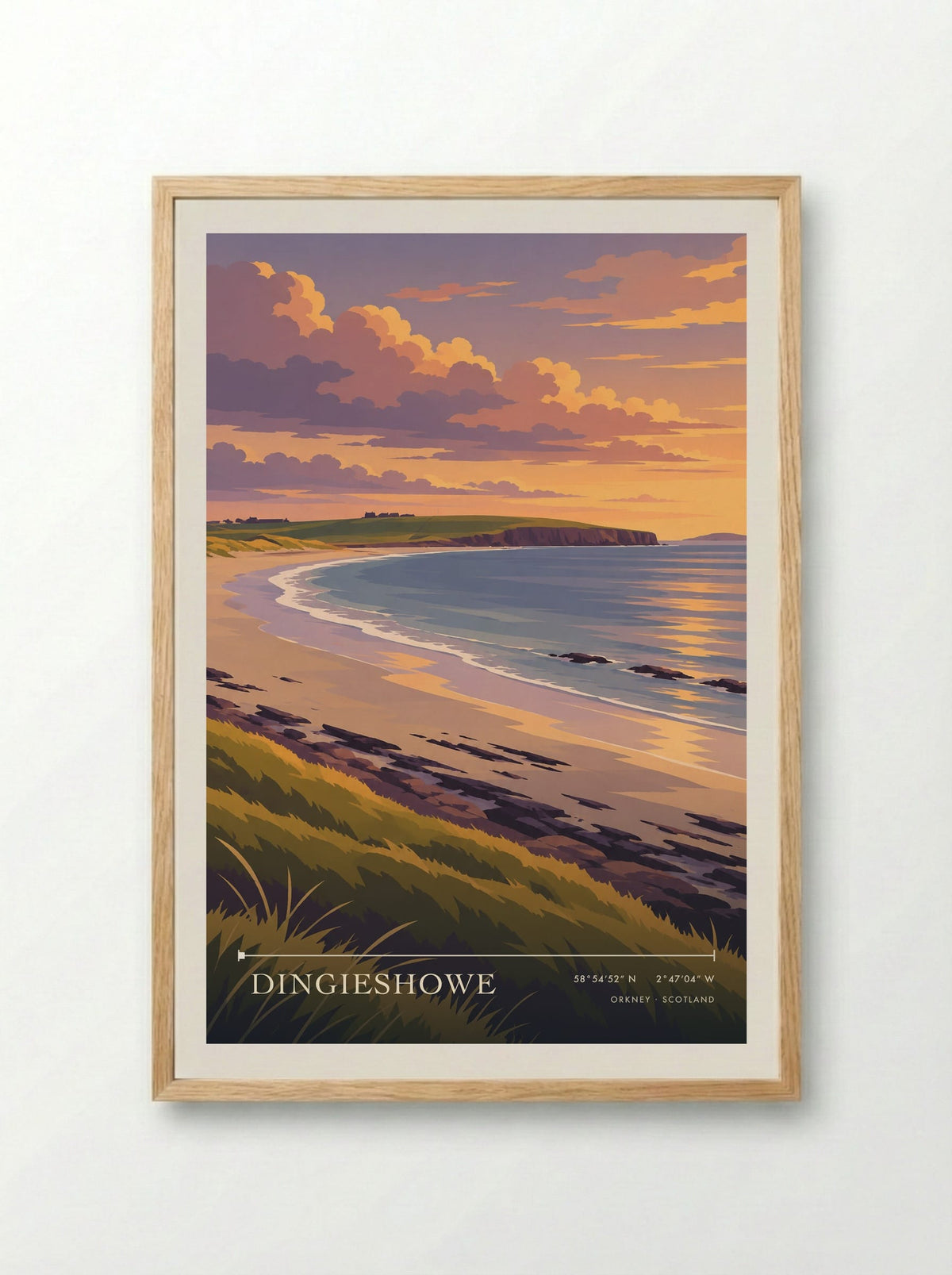 Dingieshowe, Orkney | Travel Poster - Framed Print Wood