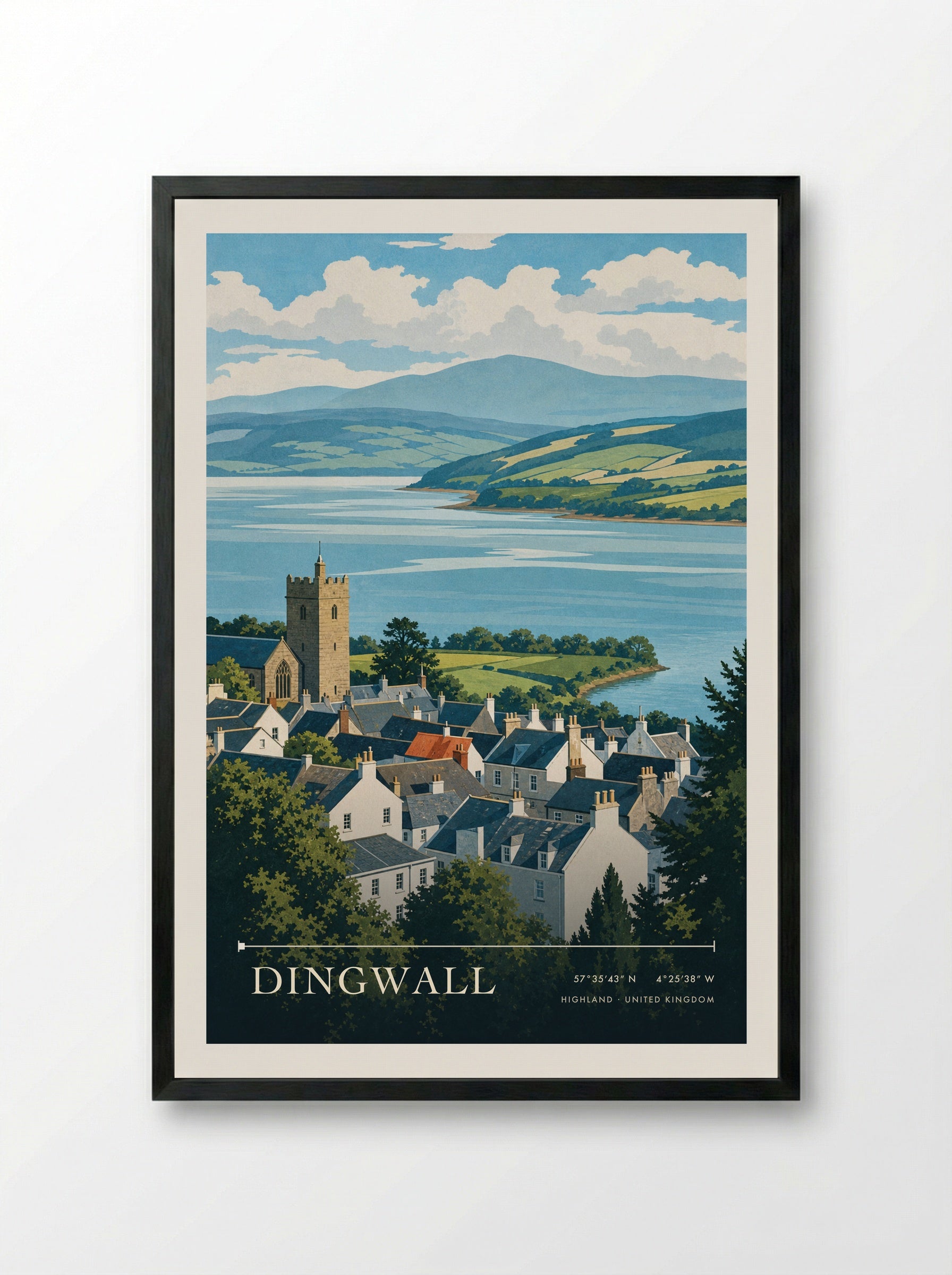 Dingwall Highland United Kingdom Travel Poster - Framed Print Black