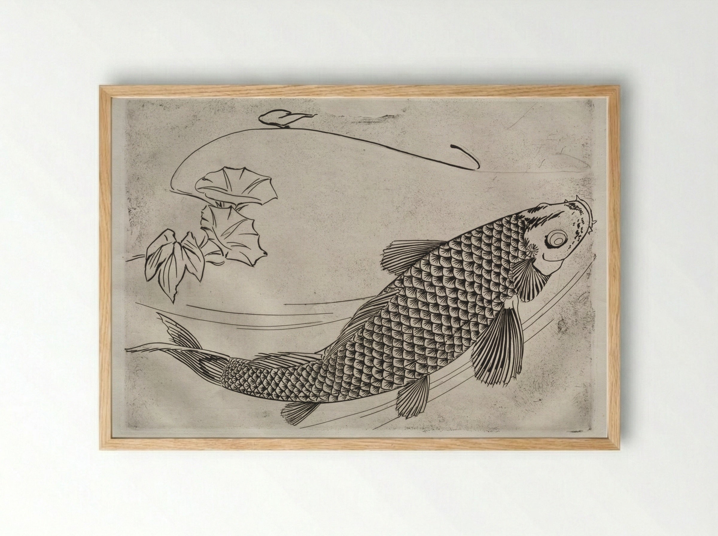 Dinner Service (Rousseau service): Large fish in a Japanese style (no. 19) - Félix Bracquemond - Framed Print Wood