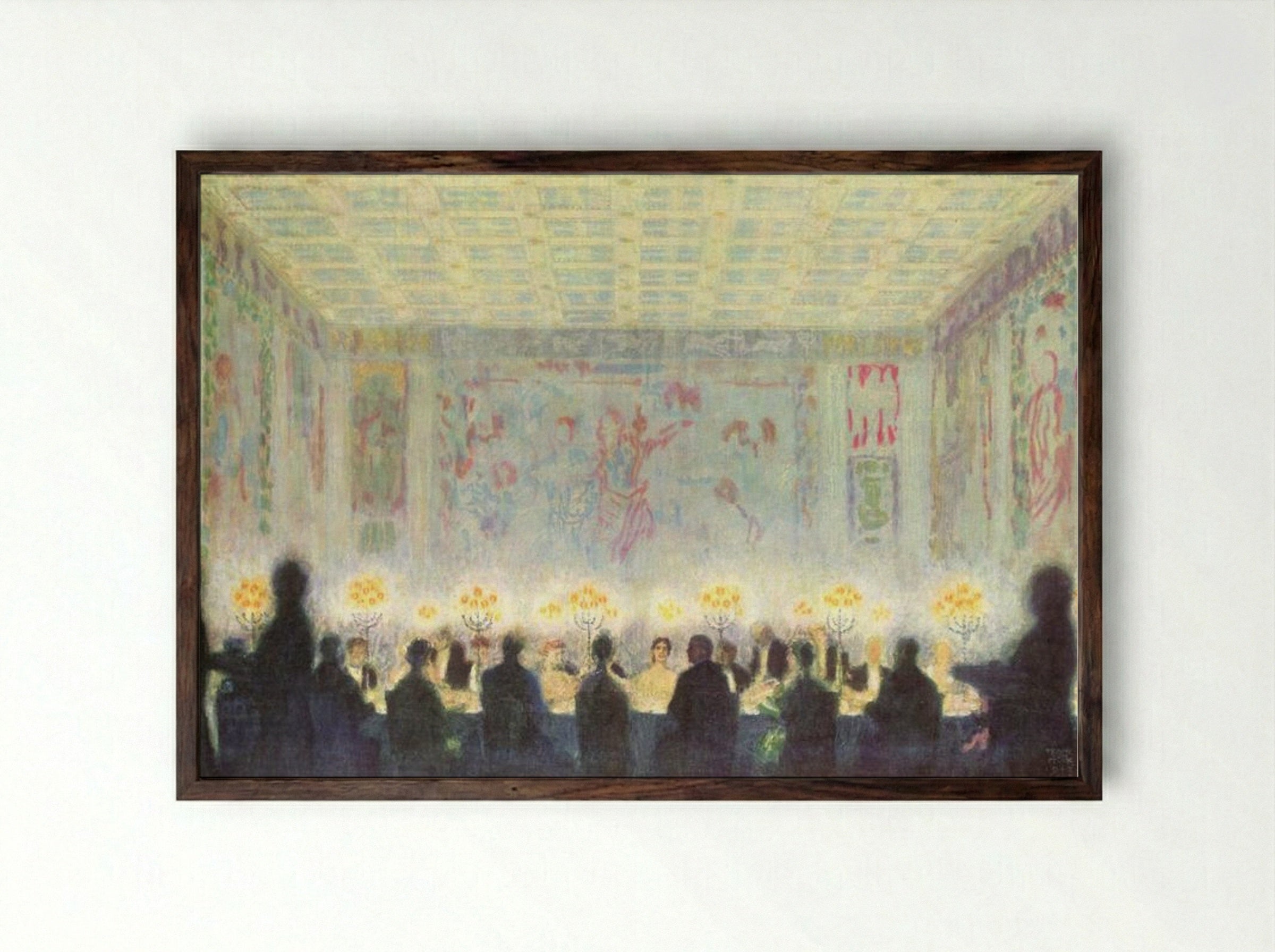 Dinner - Franz von Stuck - Framed Print Dark Wood