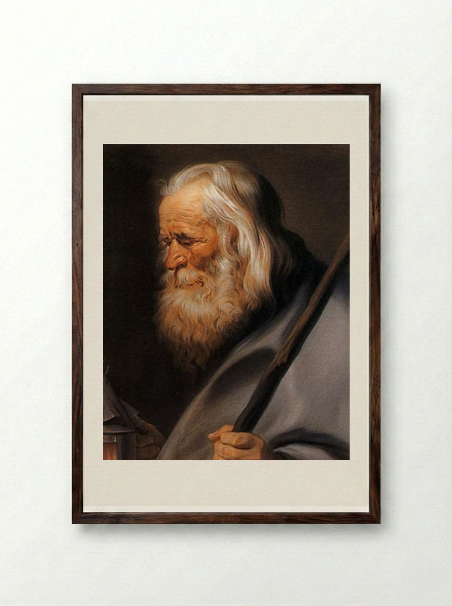 Diogenes, after Peter Paul Rubens - Maurice Quentin de La Tour - Framed Print Dark Wood