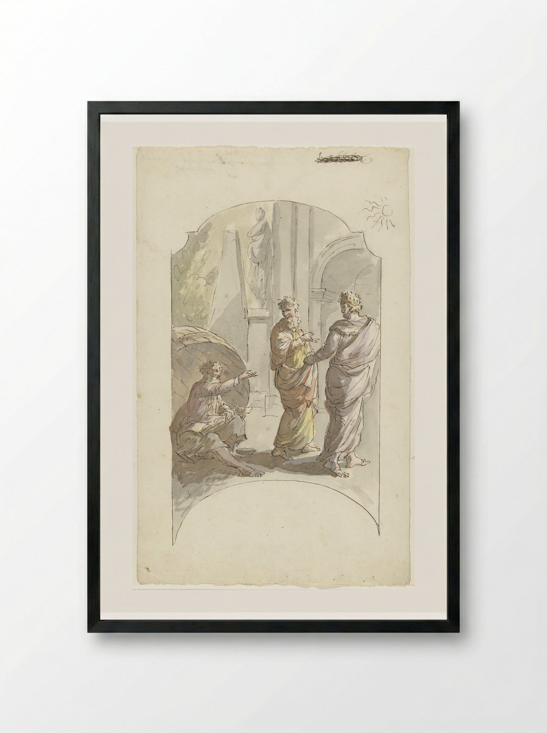 Diogenes and Alexander the Great - Elias van Nijmegen - Framed Print Black