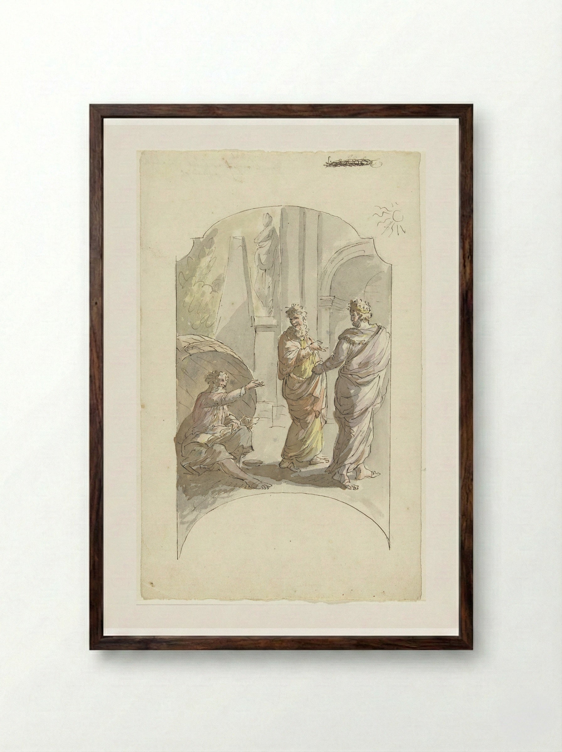 Diogenes and Alexander the Great - Elias van Nijmegen - Framed Print Dark Wood