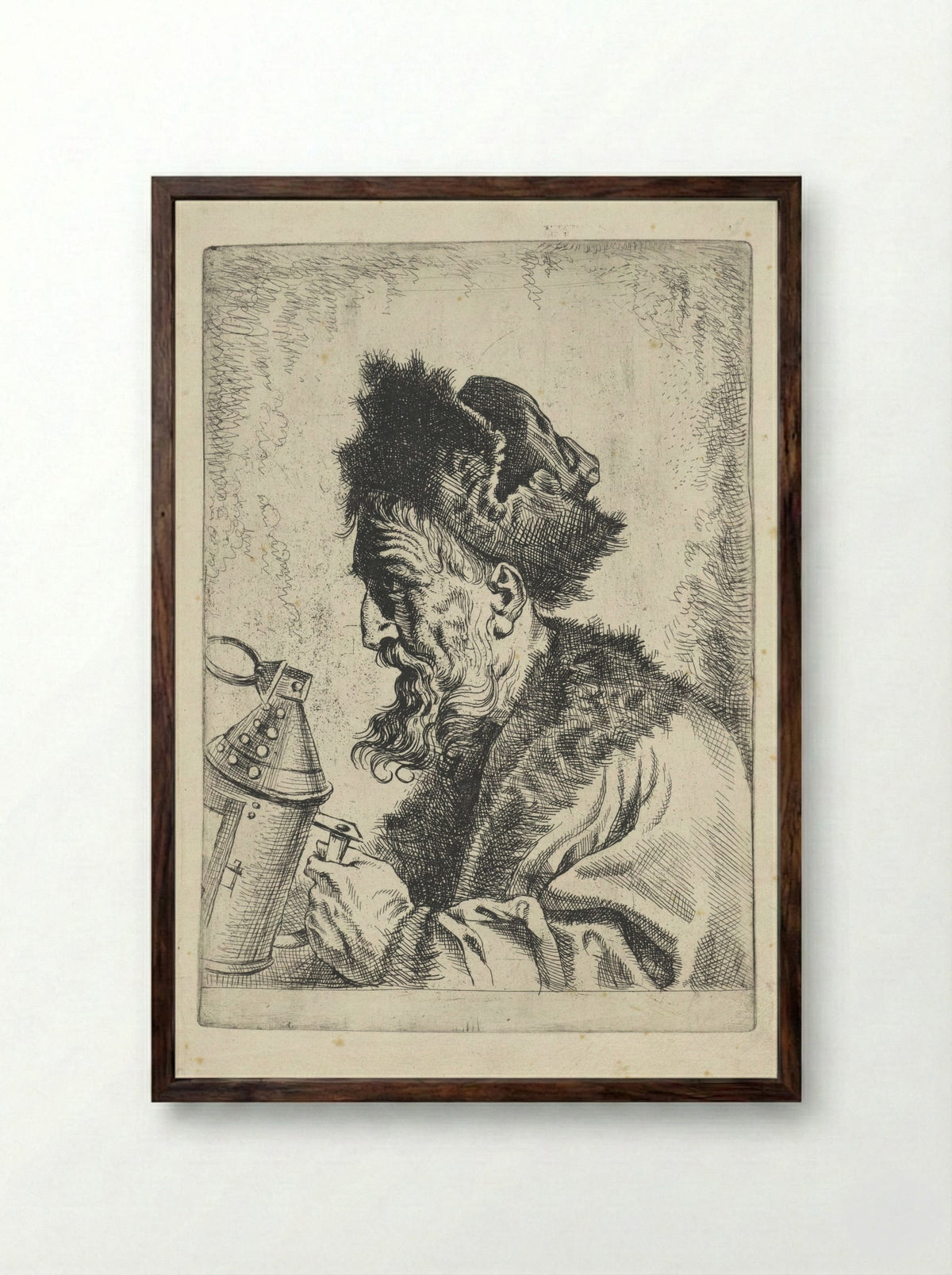 Diogenes with the Lantern - Gerard Seghers - Framed Print Dark Wood