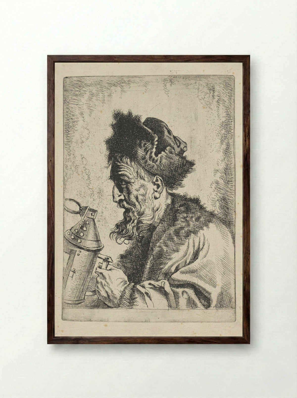 Diogenes with the Lantern - Gerard Seghers - Framed Print Dark Wood