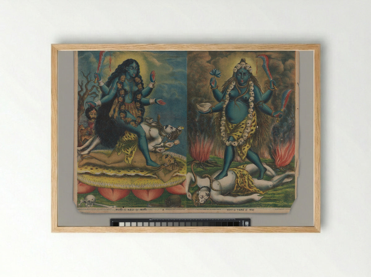Diptych of Kali and Tara - Calcutta Art Studio - Framed Print Wood