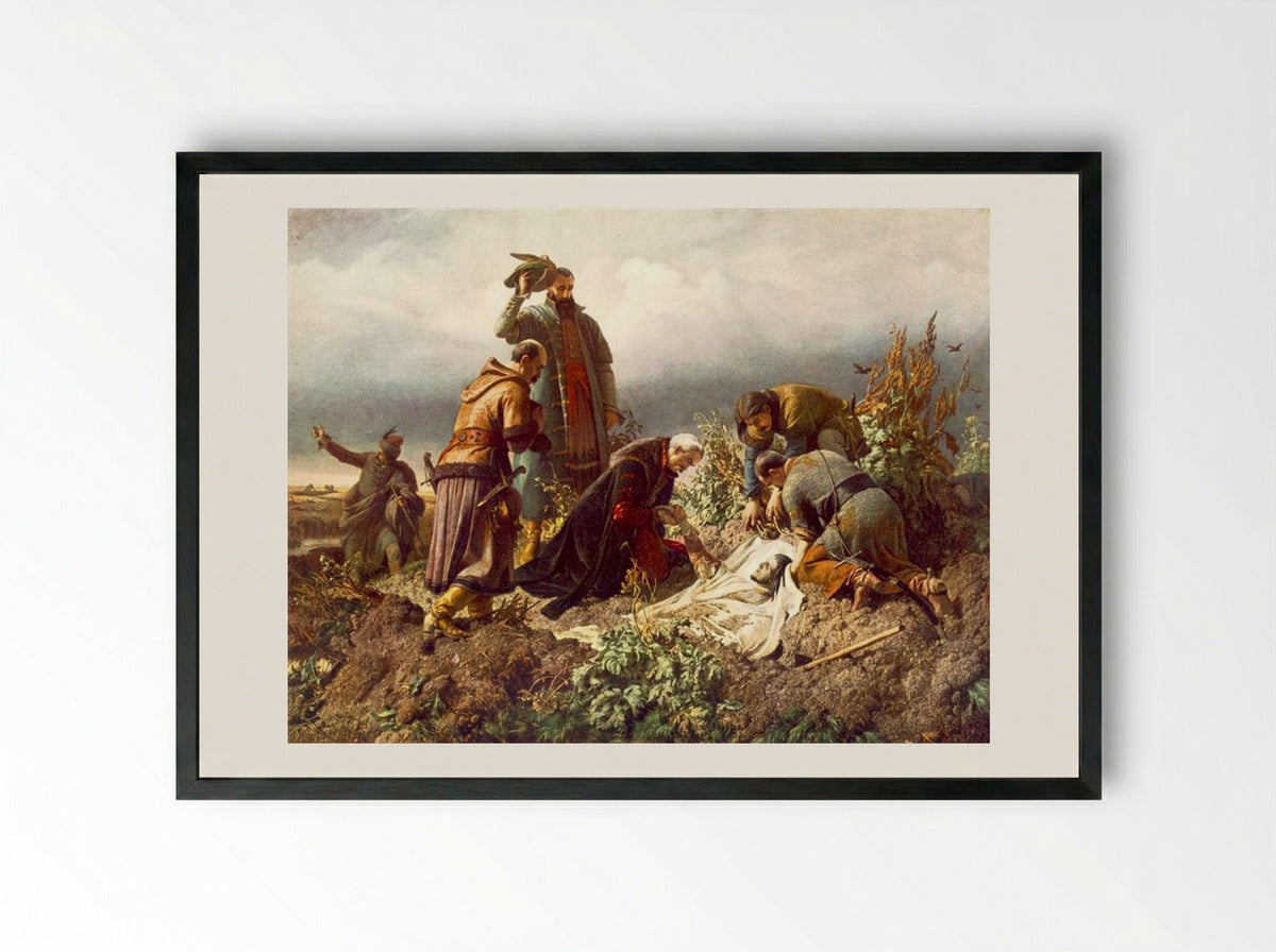 Discovery of the Body of King Louis II - Bertalan Székely - Framed Print Black