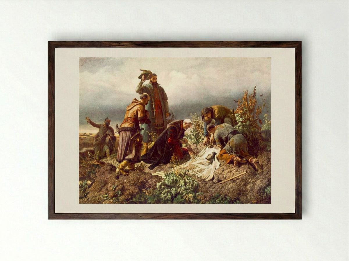 Discovery of the Body of King Louis II - Bertalan Székely - Framed Print Dark Wood