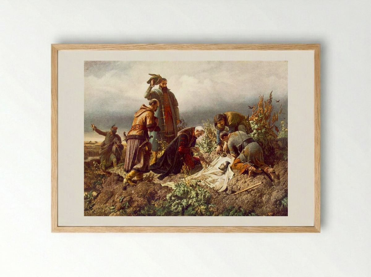 Discovery of the Body of King Louis II - Bertalan Székely - Framed Print Wood