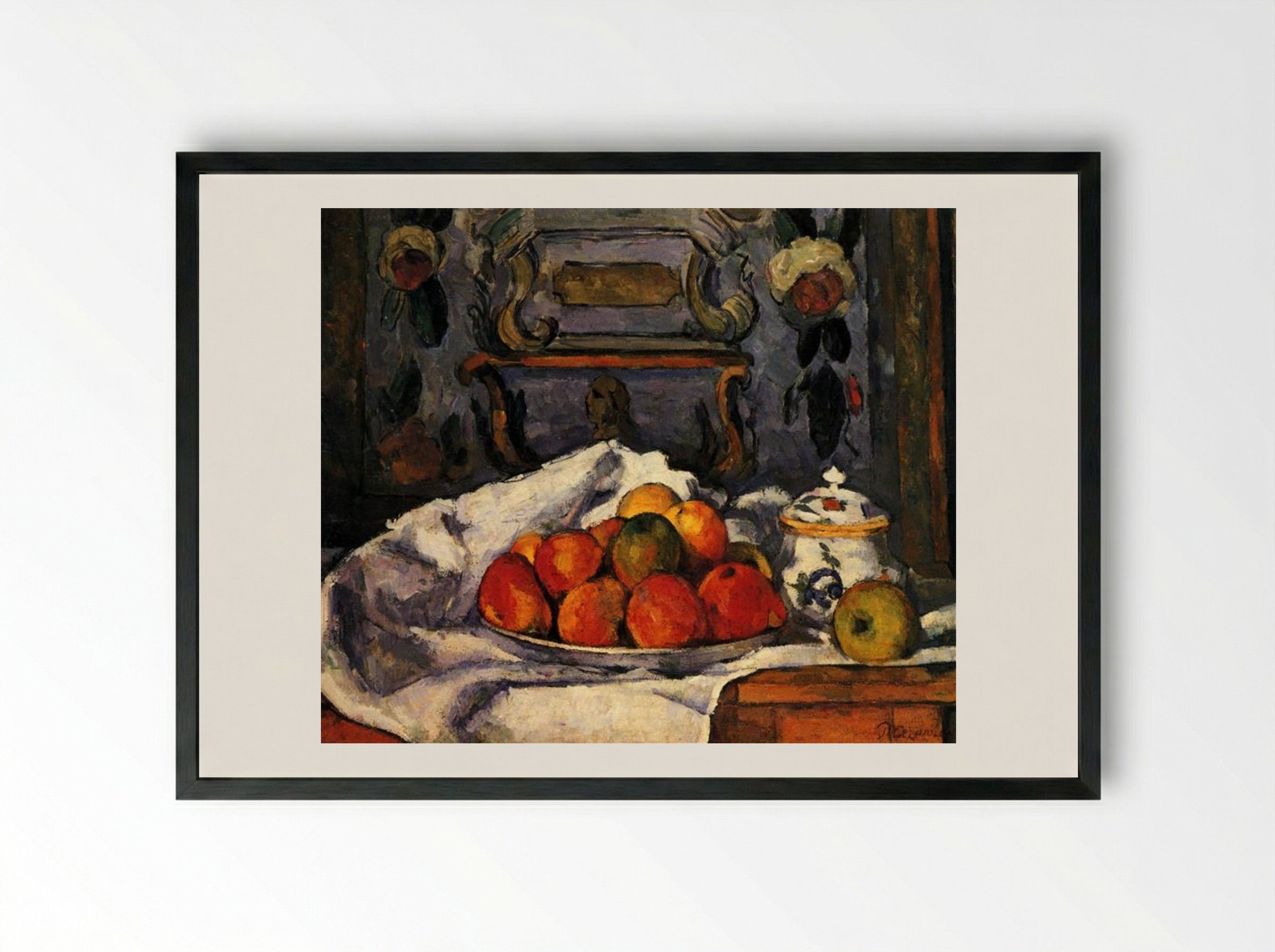 Dish of Apples - Paul Cézanne - Framed Print Black