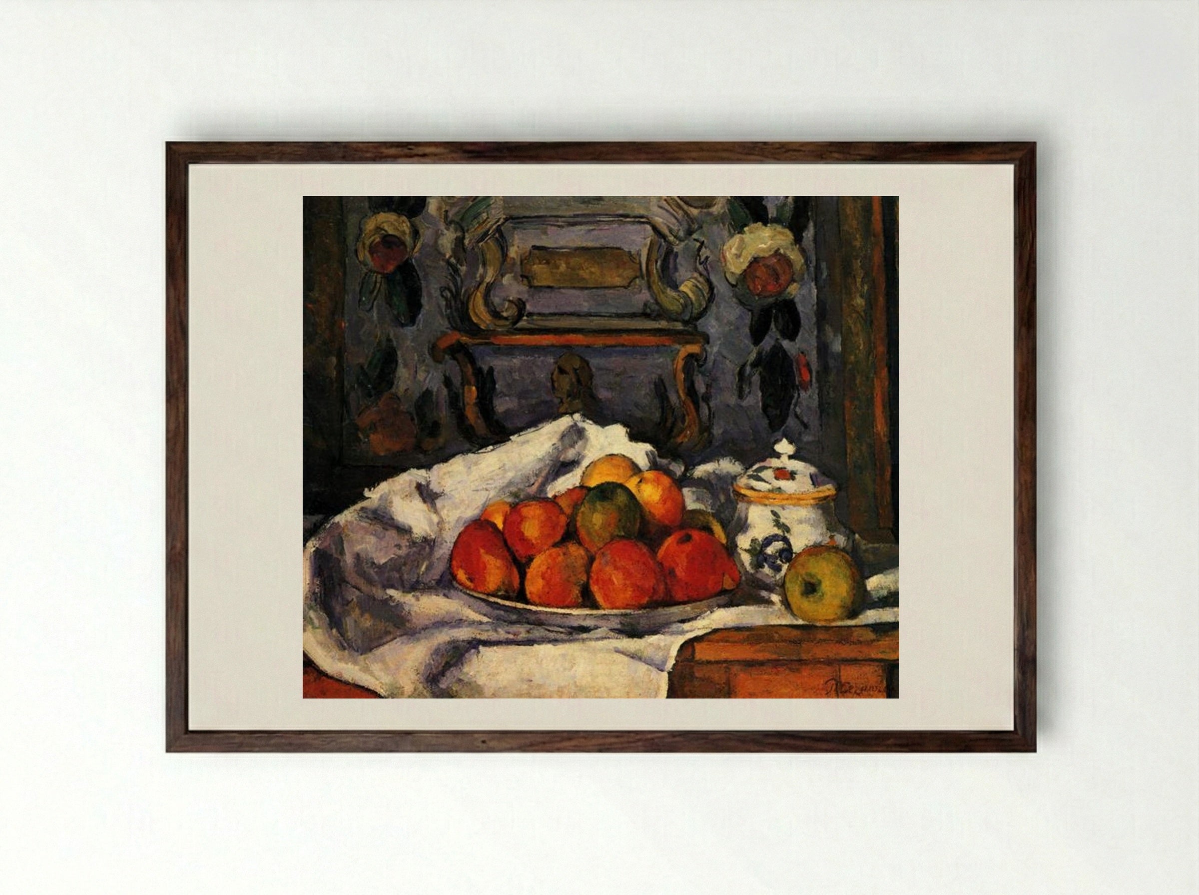 Dish of Apples - Paul Cézanne - Framed Print Dark Wood