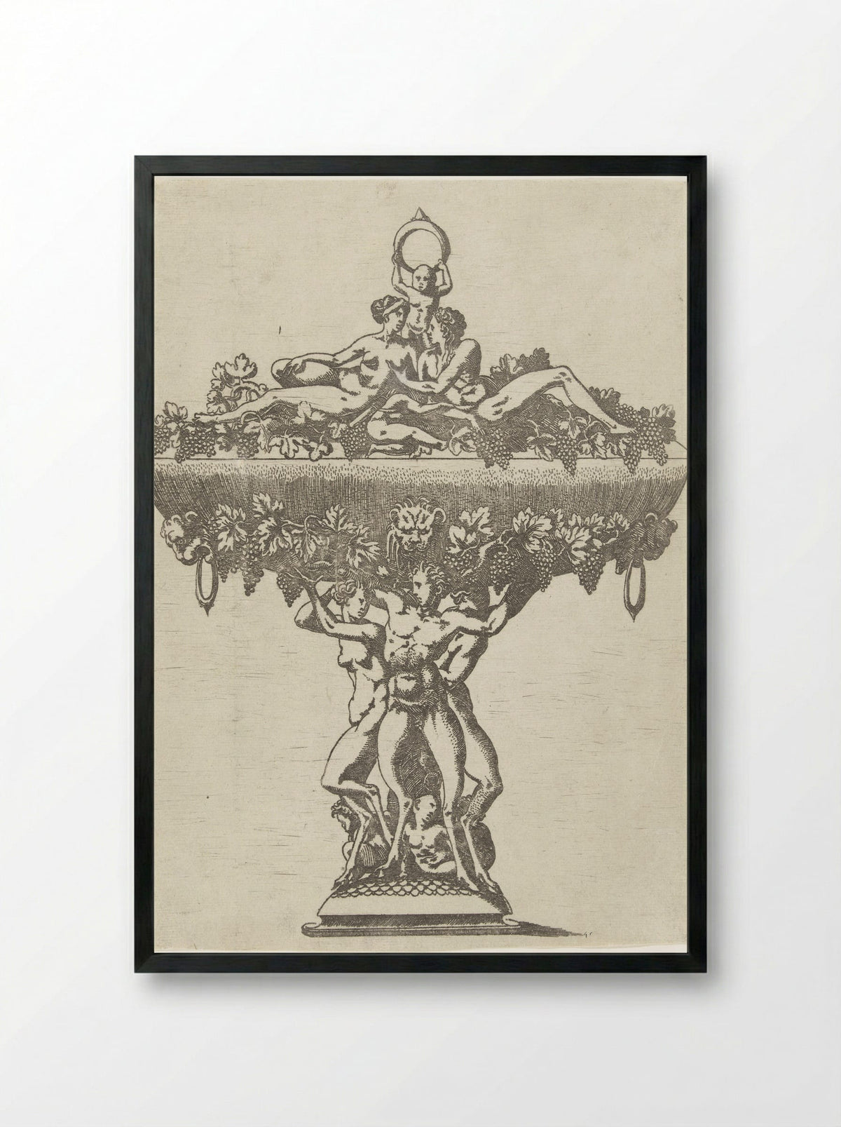 Dish with a Loving Couple - Antonio Fantuzzi - Framed Print Black