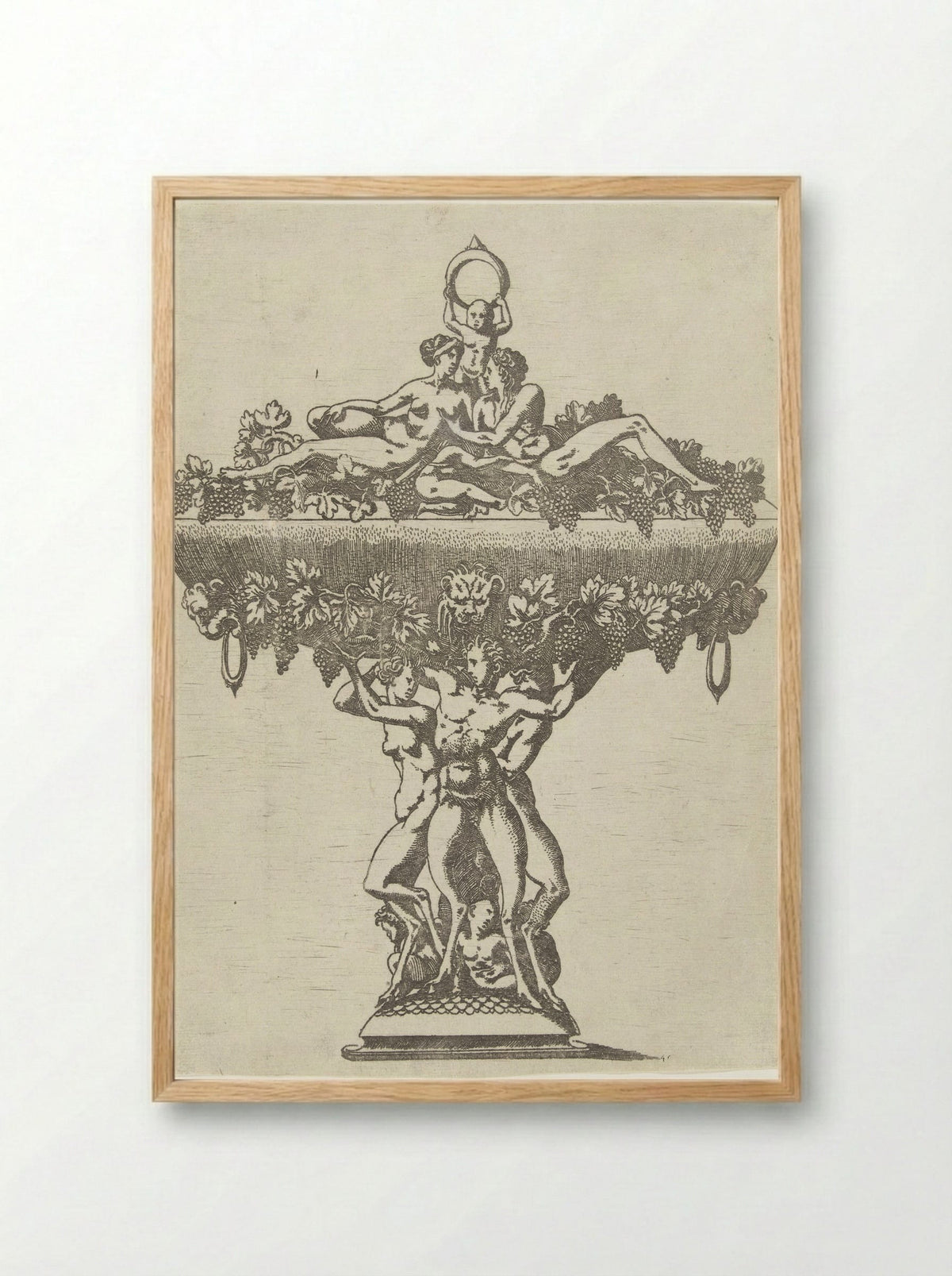 Dish with a Loving Couple - Antonio Fantuzzi - Framed Print Wood