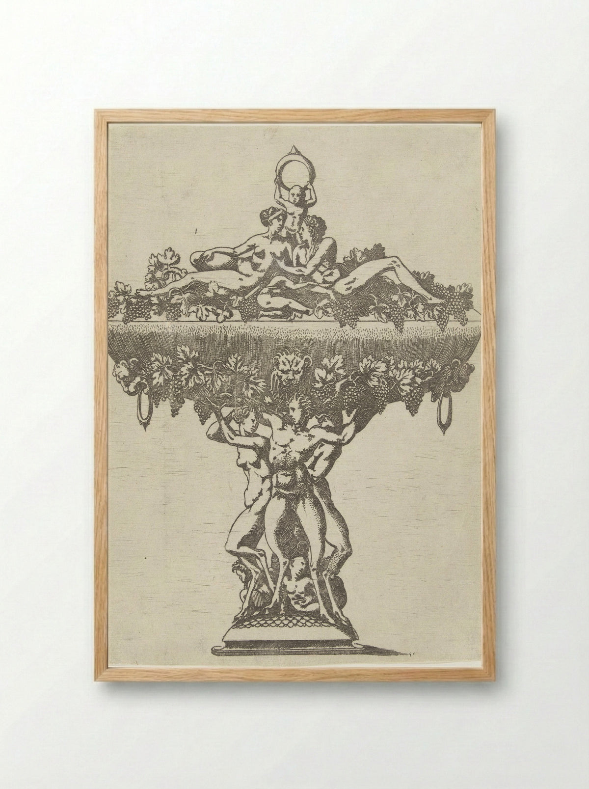 Dish with a Loving Couple - Antonio Fantuzzi - Framed Print Wood