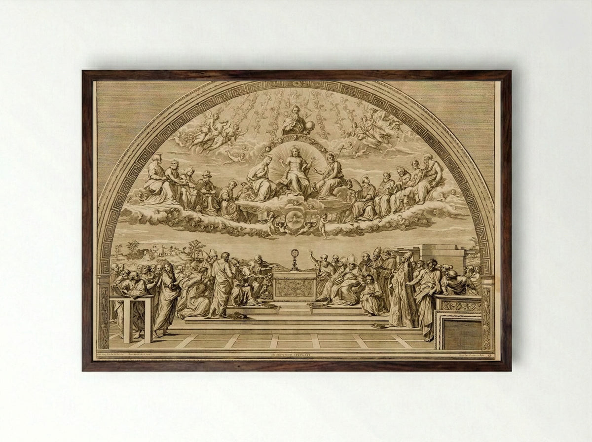 Dispute of the Sacrament - Francesco Faraone Aquila - Framed Print Dark Wood