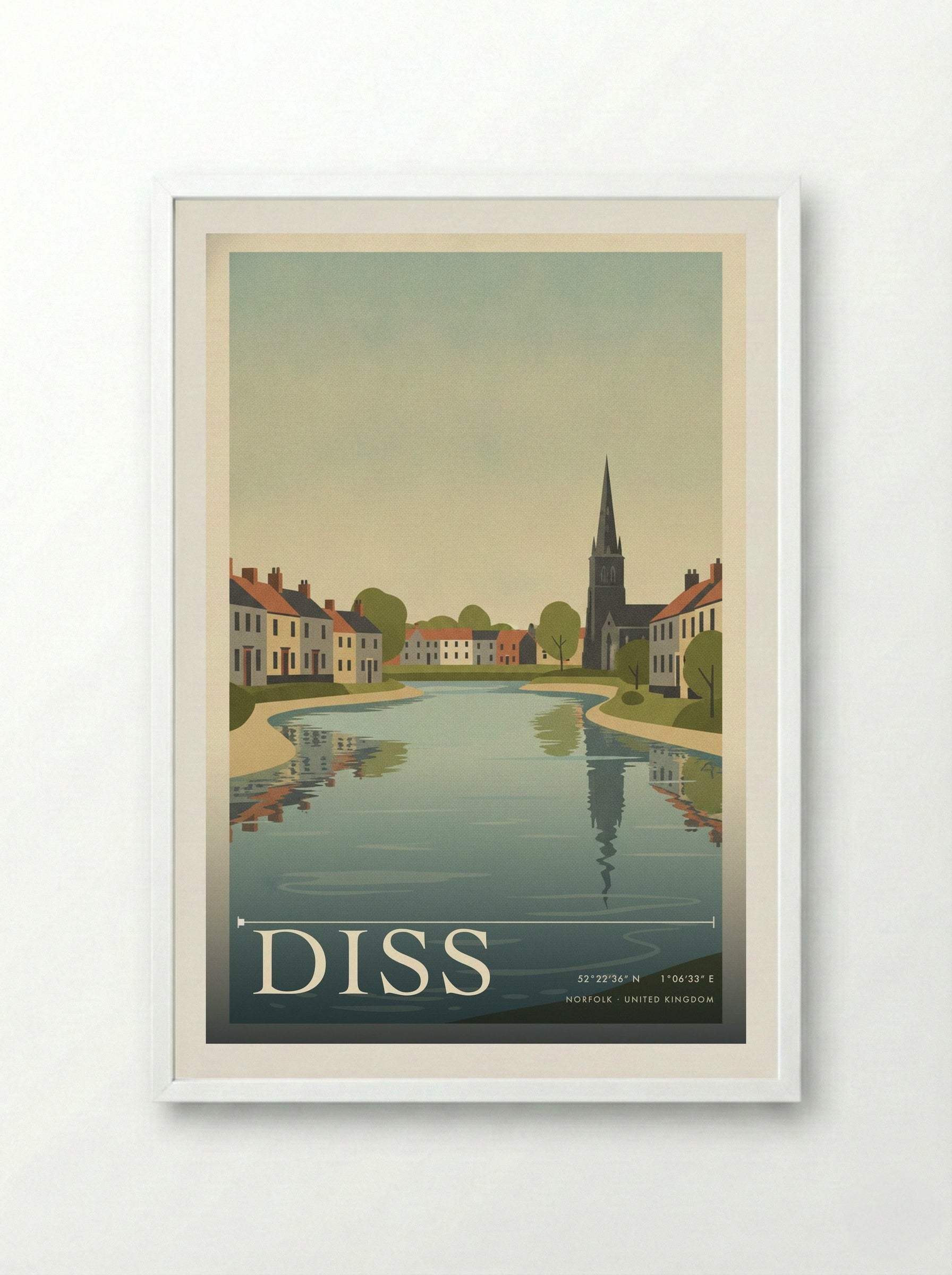 Diss Norfolk United Kingdom Travel Poster - Framed Print White
