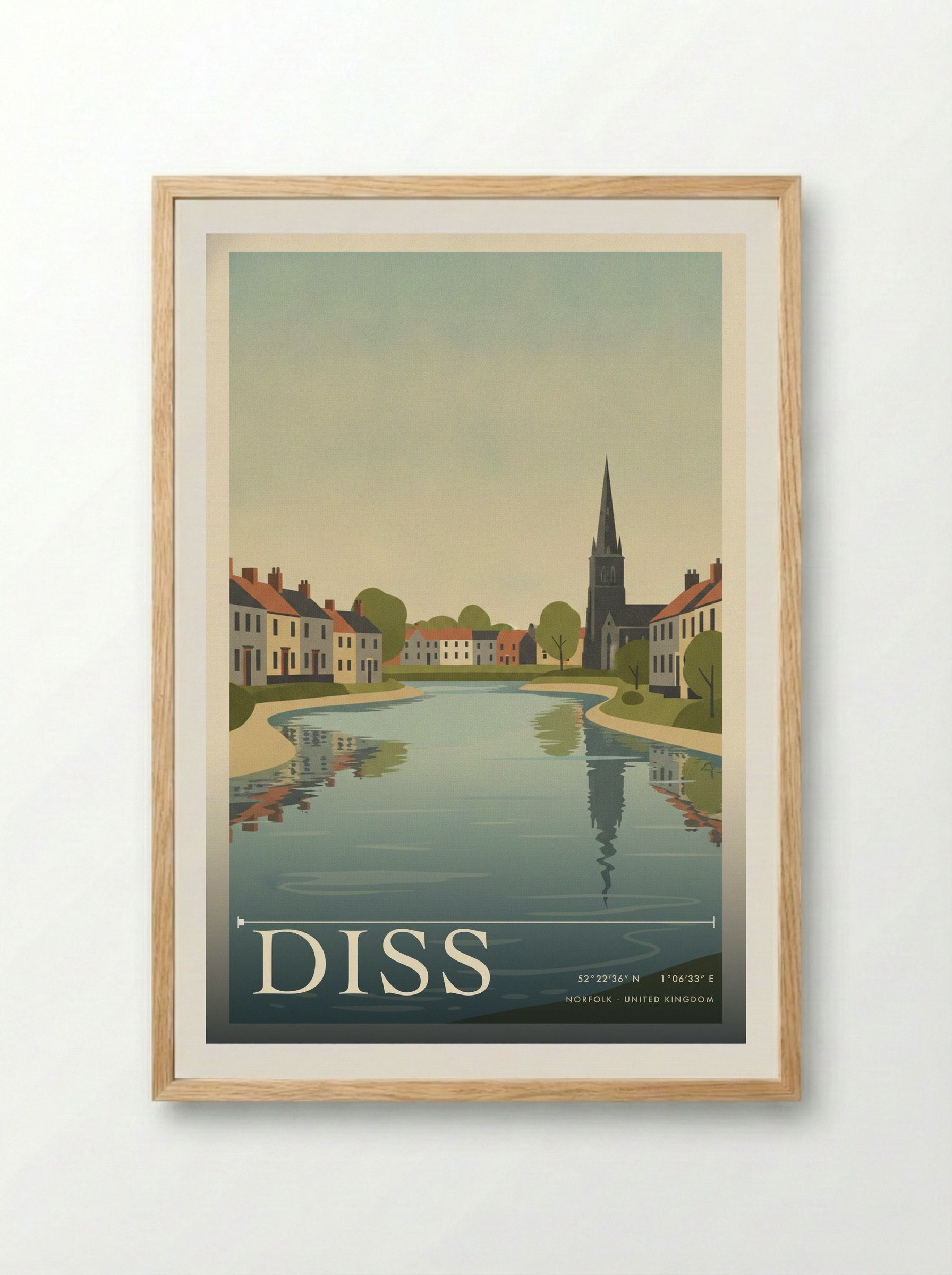 Diss Norfolk United Kingdom Travel Poster - Framed Print Wood